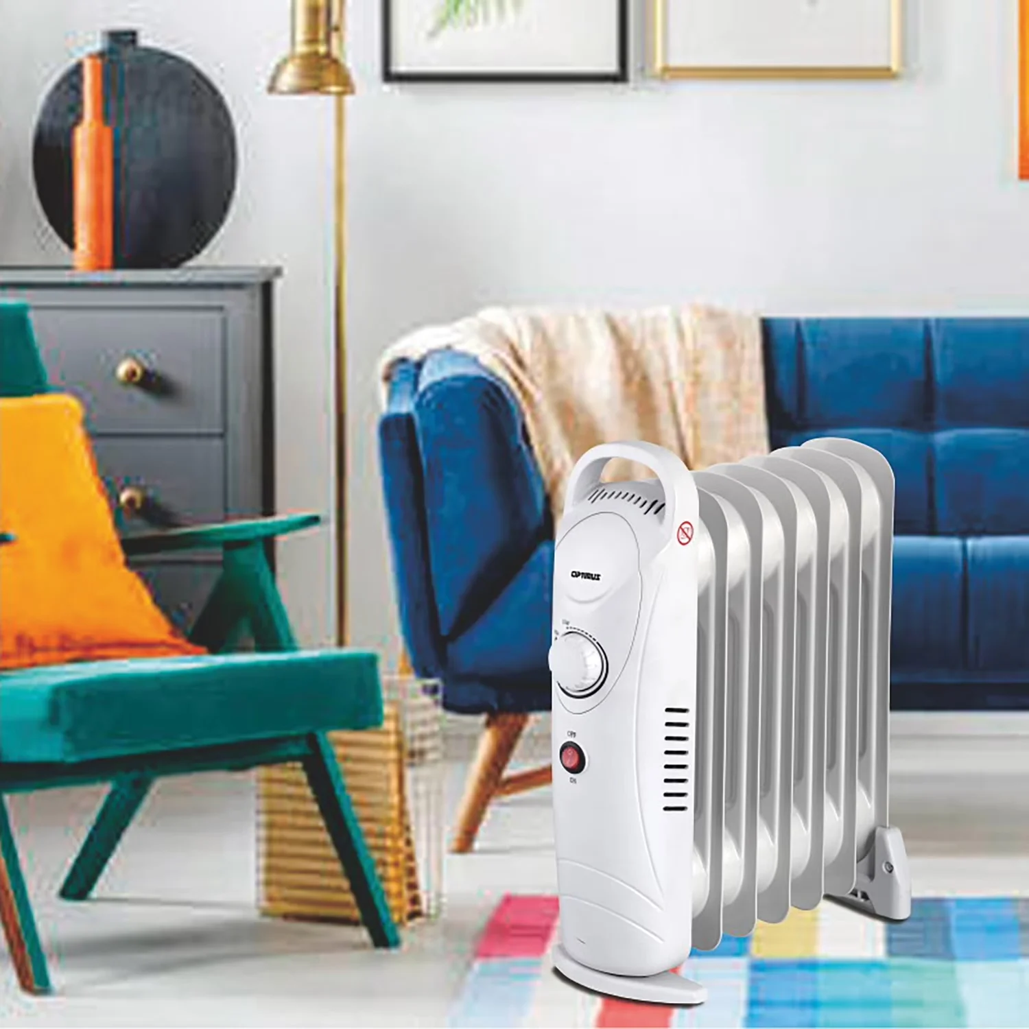 Versatile Portable And Electric Space Heater with Automatic Shutoff, 16 x 6 x 15 inches, h-6003 oil filled radiator - White Model 2EFC92