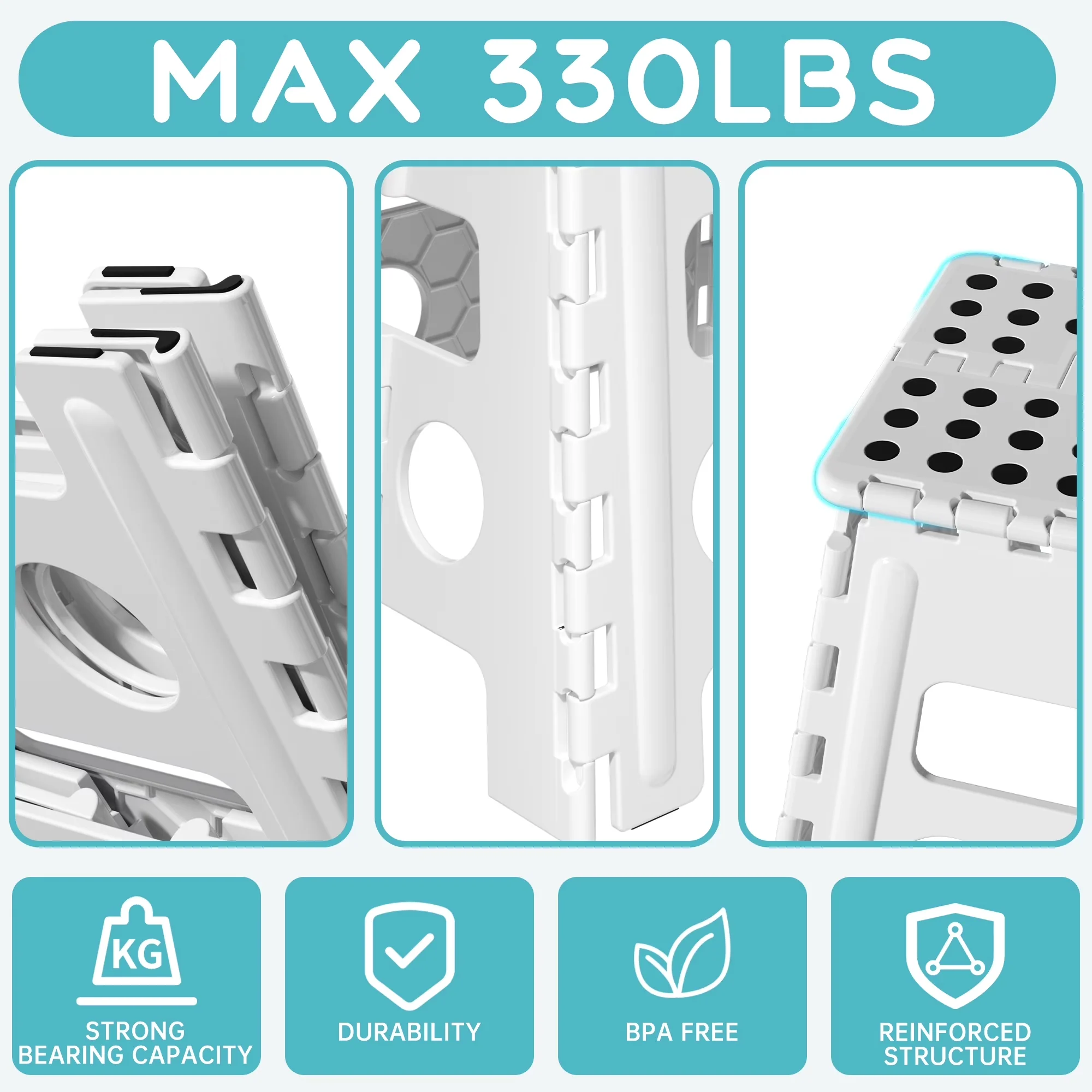 Ladders And Step Stool Reliable with Foldable, Anti-Slip, 13 Inch Folding - Abs White Model C2CC07