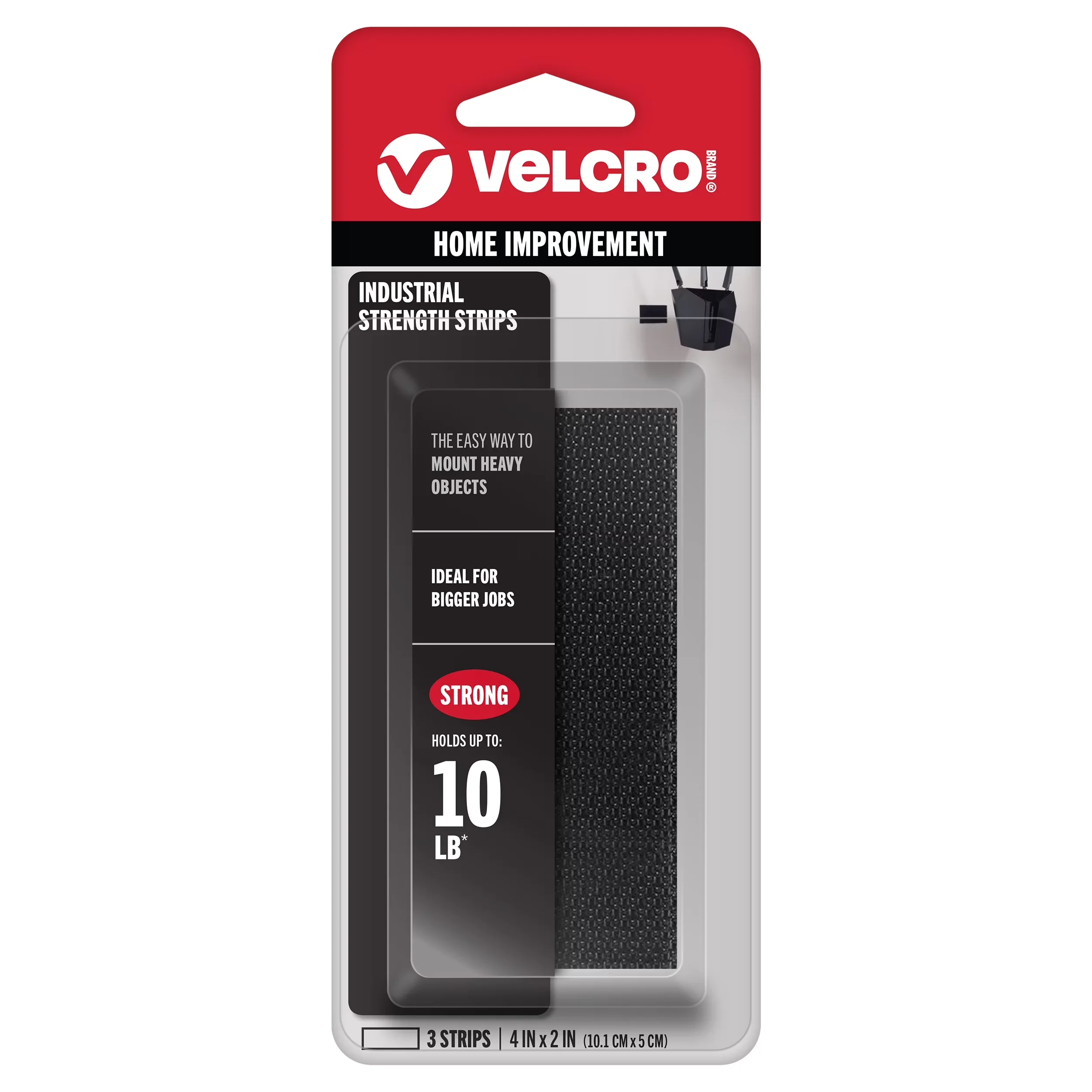 Fastener Efficient with 4in x 2in Black Strips 3 Count, Indoor & Outdoor Use - Nylon, Polypropylene Black Model 1D7FCC