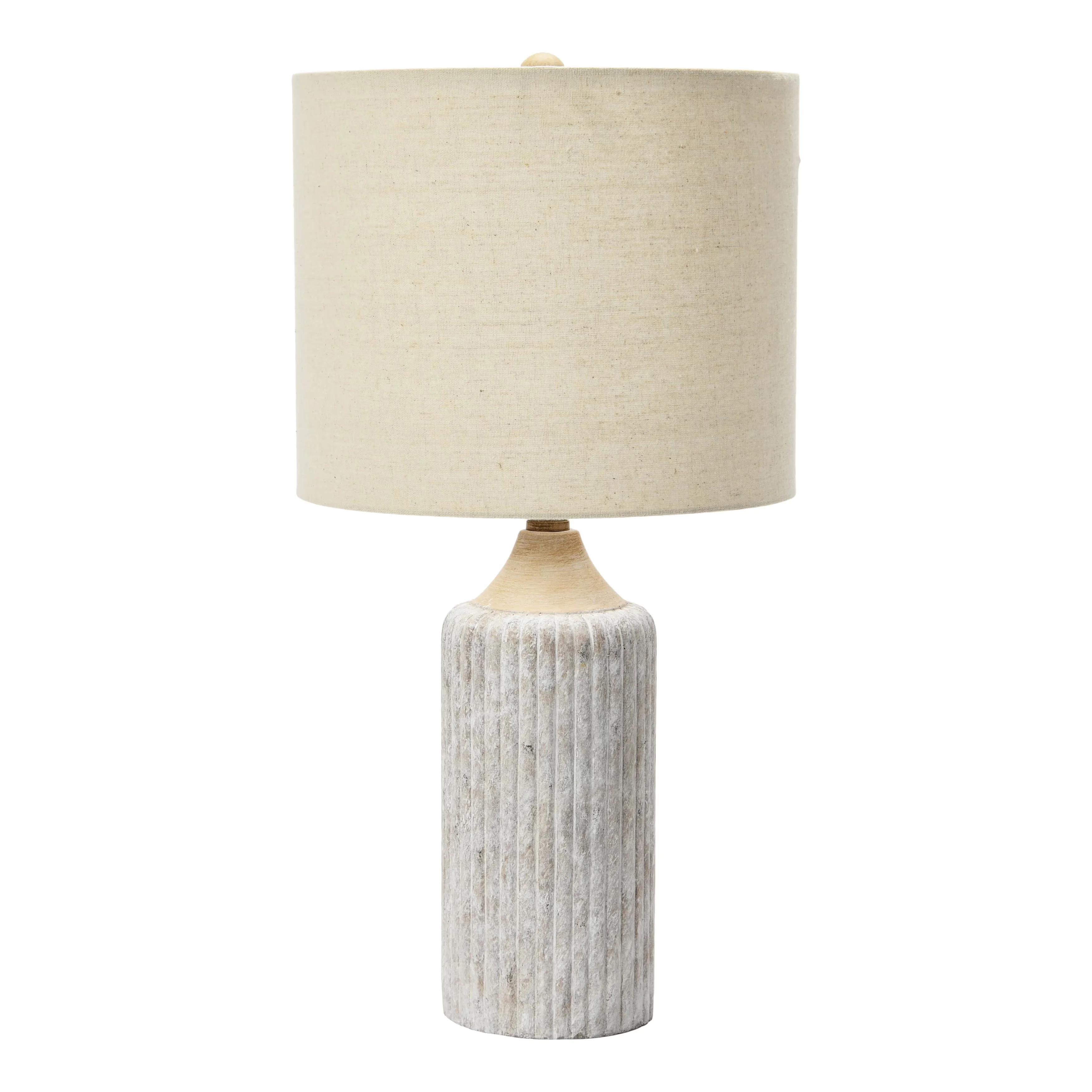 Classic Table Lamp with Incandescent, Modern, 12" Round Cement Desk - Stone White Model 5BB839