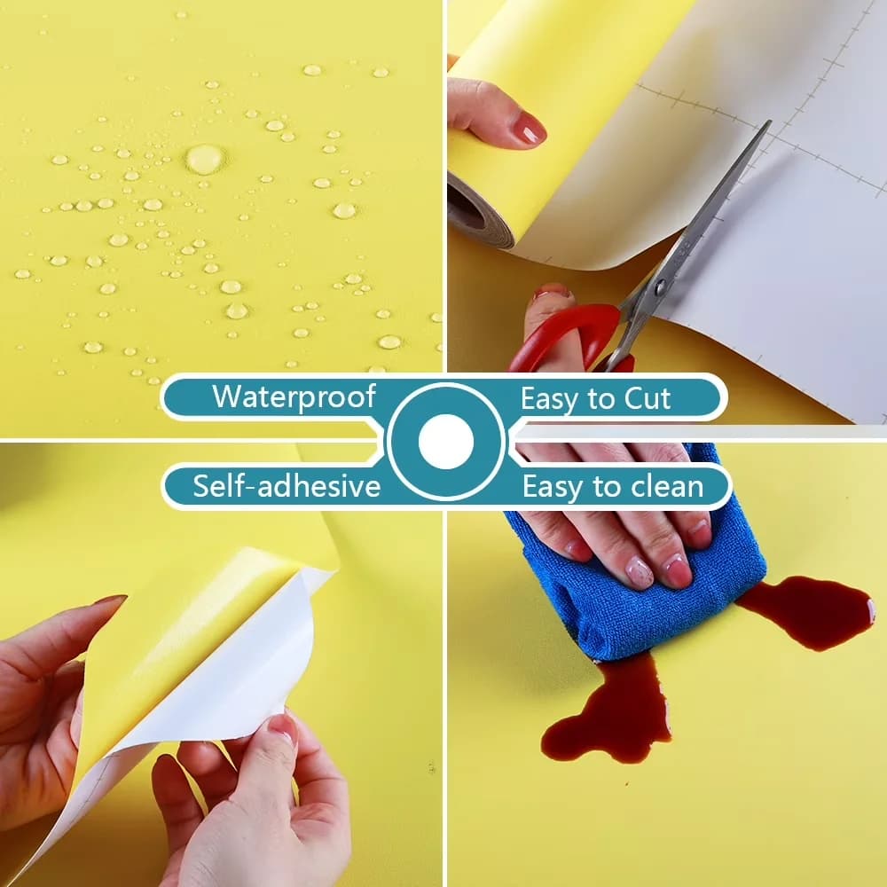 Stylish Wallpaper Wall Decals Wall Covering with Waterproof, Durable - Yellow Vinyl for Bedroom Model 1A12FF