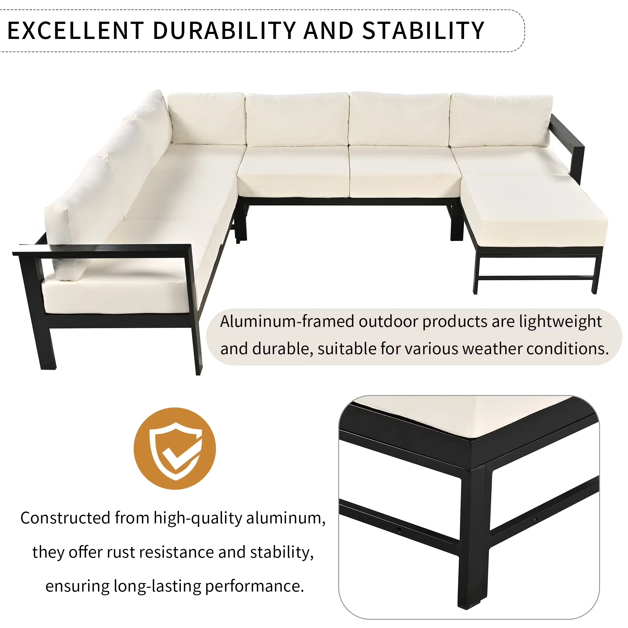 Innovative Outdoor Sofas Sectional with Water-Resistant, Contemporary - Iron, Polyester White Model C2A23E
