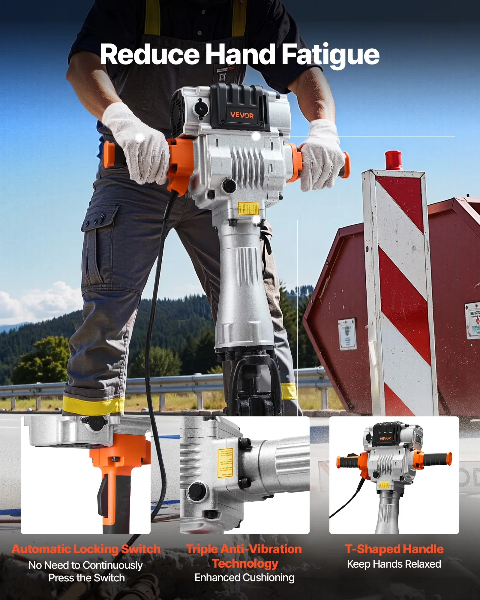 Premium Drills Driver with 2100W, 2 Point Chisels, Demolition Jack Hammer - Model FBA7D8
