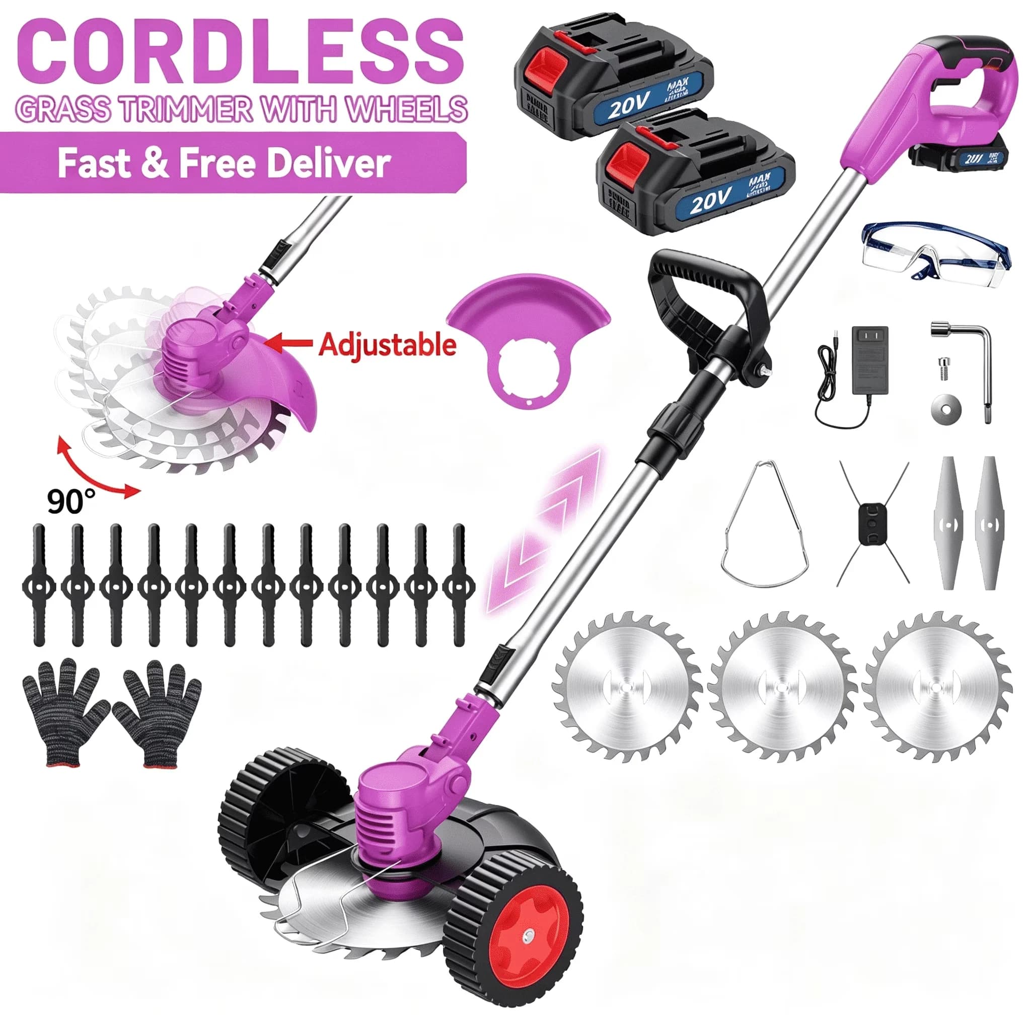 Sleek String Trimmer with Battery, Attachment Capable, Cordless Weed Eater for Garden - Model 8C9F49