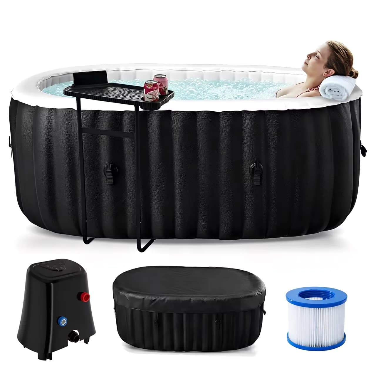 Efficient Hot Tub with Insulated, Inflatable, Inflatable 75"x47"x25" - Black Model 168976