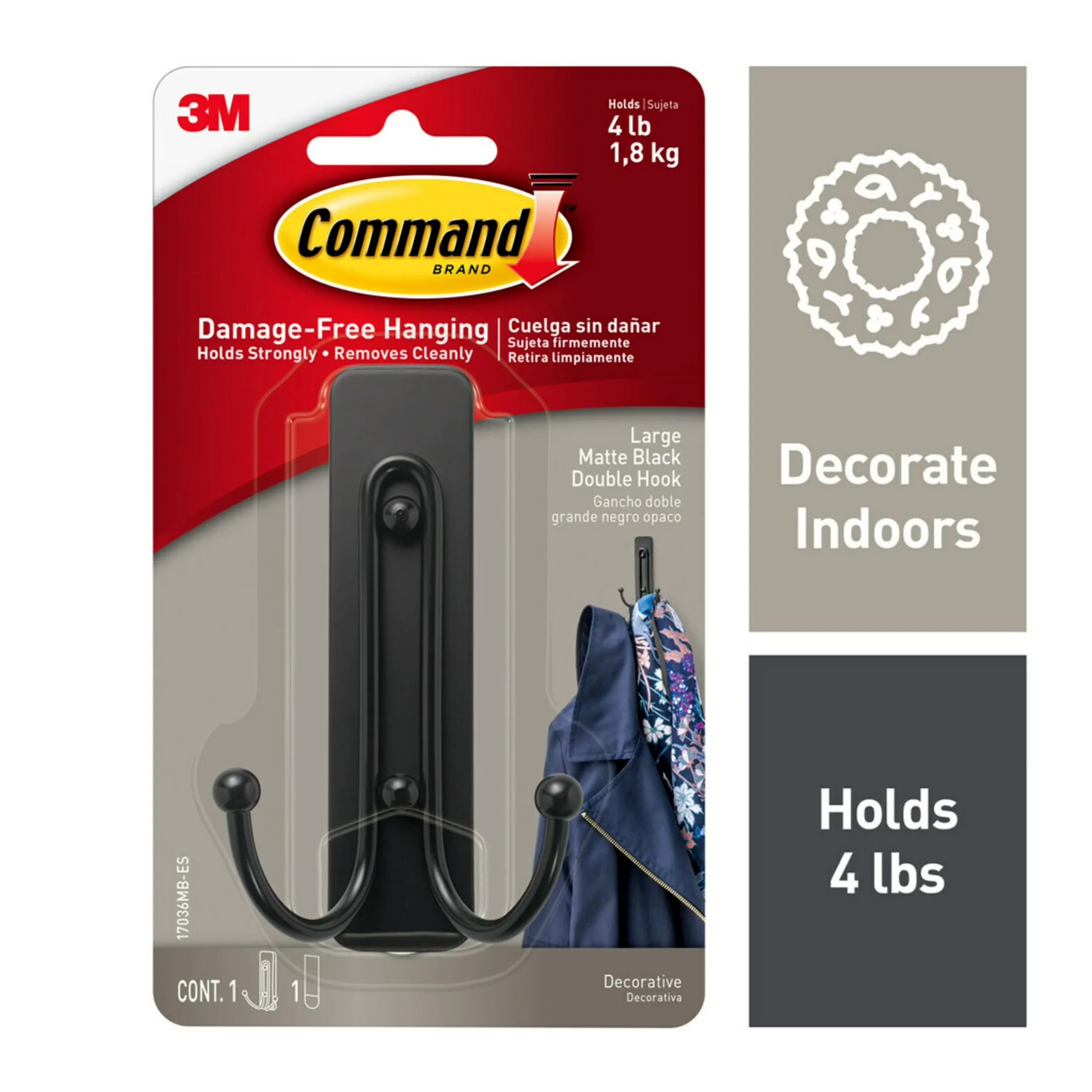 Damage-Free Hanging Reliable with Wall-Mountable, Easy Installation - Plastic Black Model AD8092