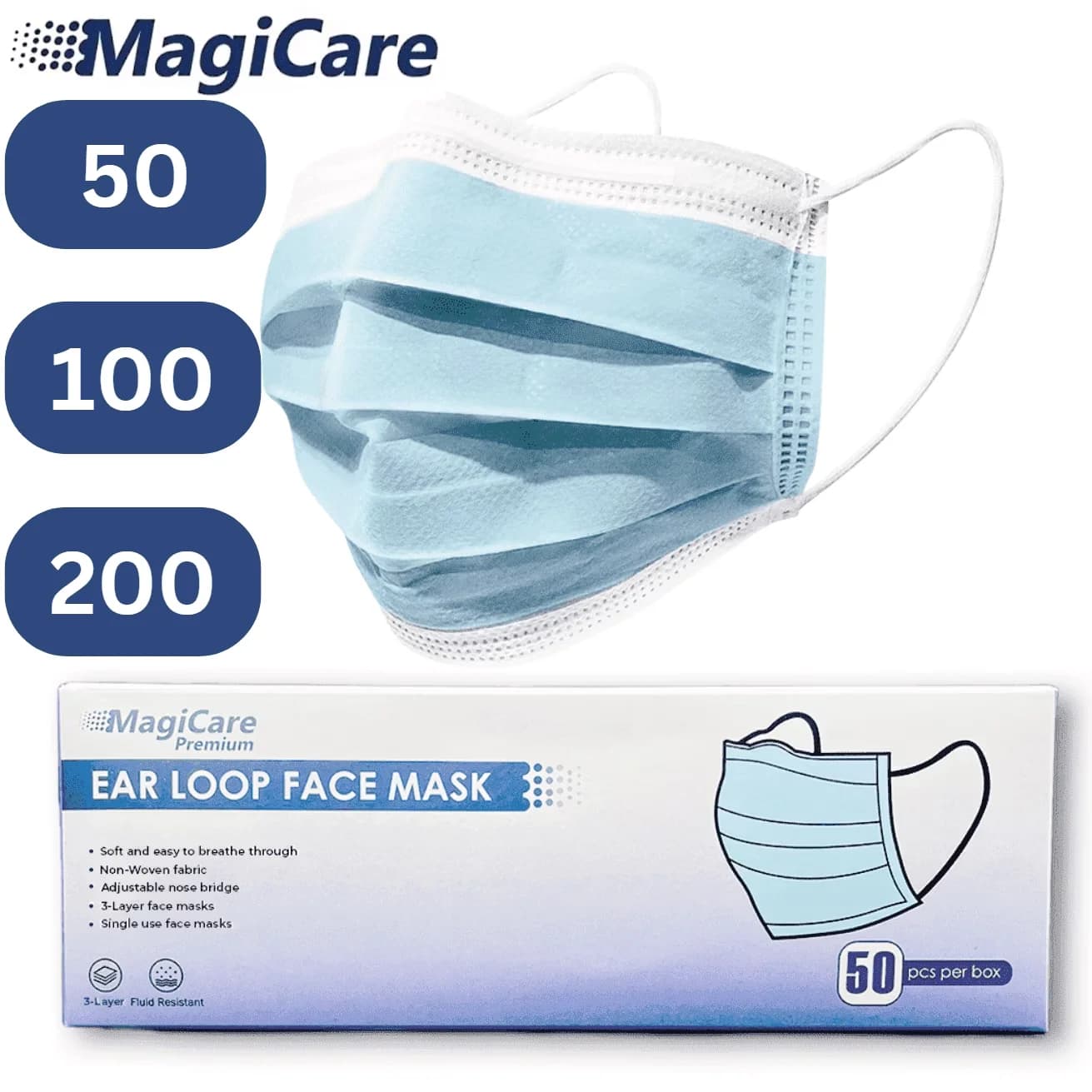 Compact Protective Equipment with Disposable, Face Masks - Non-Woven Blue Model FDEE14
