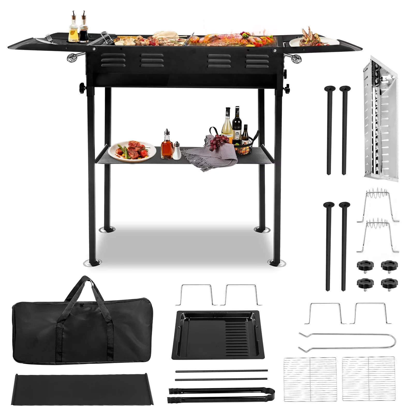Quality Charcoal Grill with Foldable, Portable - Iron, Stainless Steel Black Model 219247