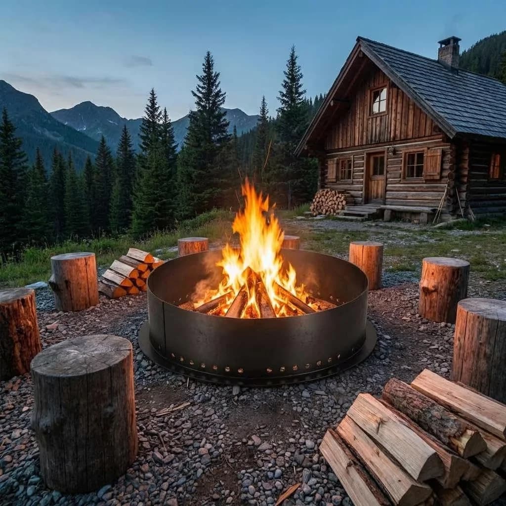 Modern Outdoor Heating with Rust Resistant, Vented DIY Fire Pit Insert - Black Metal.1 Model 70CE98