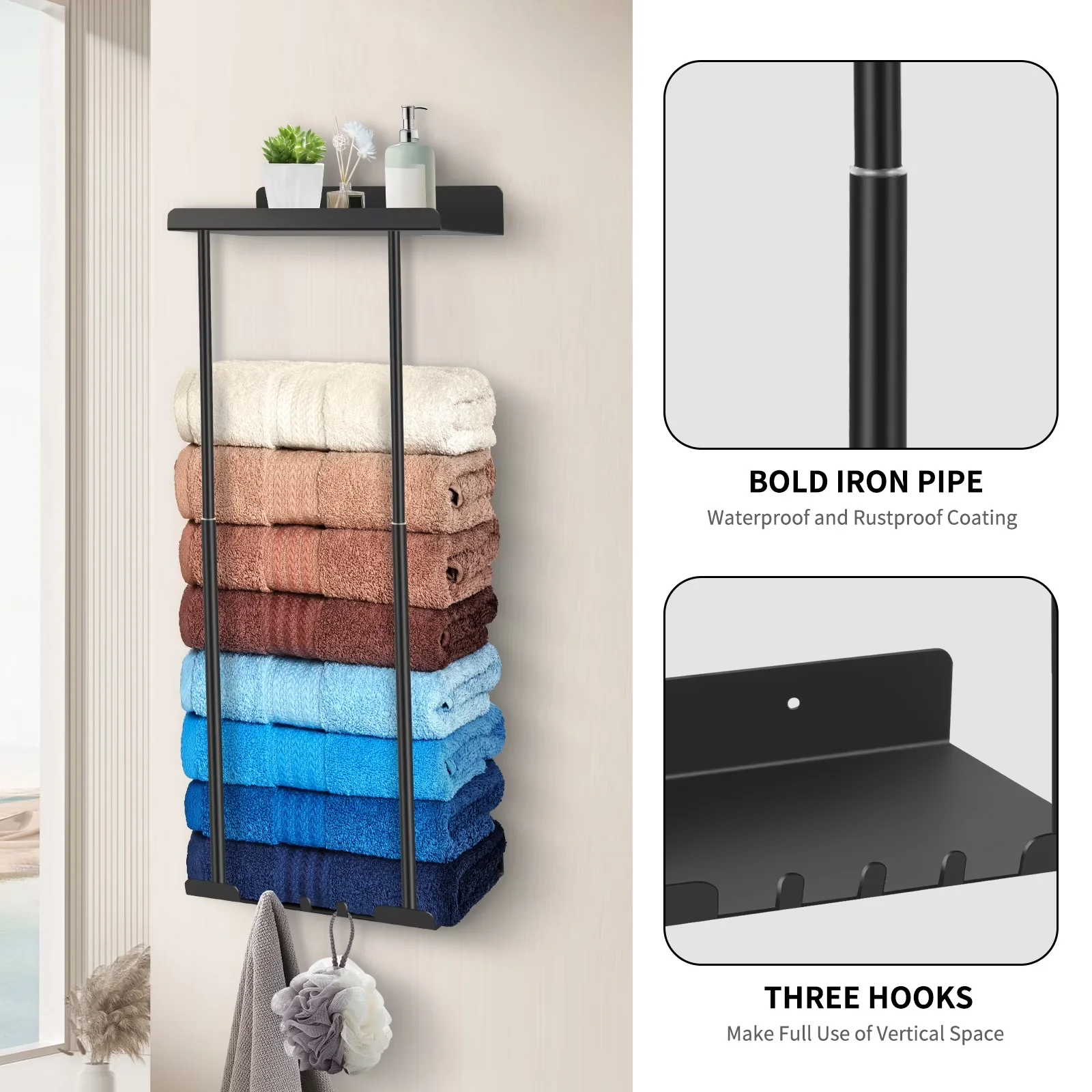 Premium Bathroom Renovation with Rust Resistant, Modern - Black Carbon Steel for Bathroom Model A9648A