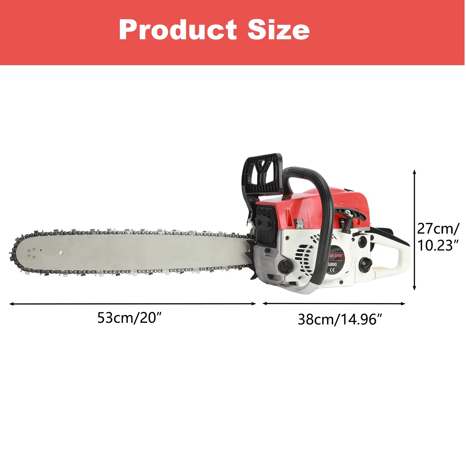 Chainsaw Innovative with Automatic Chain Oiler, Rated Power: 2.4kw/3.2hp - Red White for Garden Model 60D243
