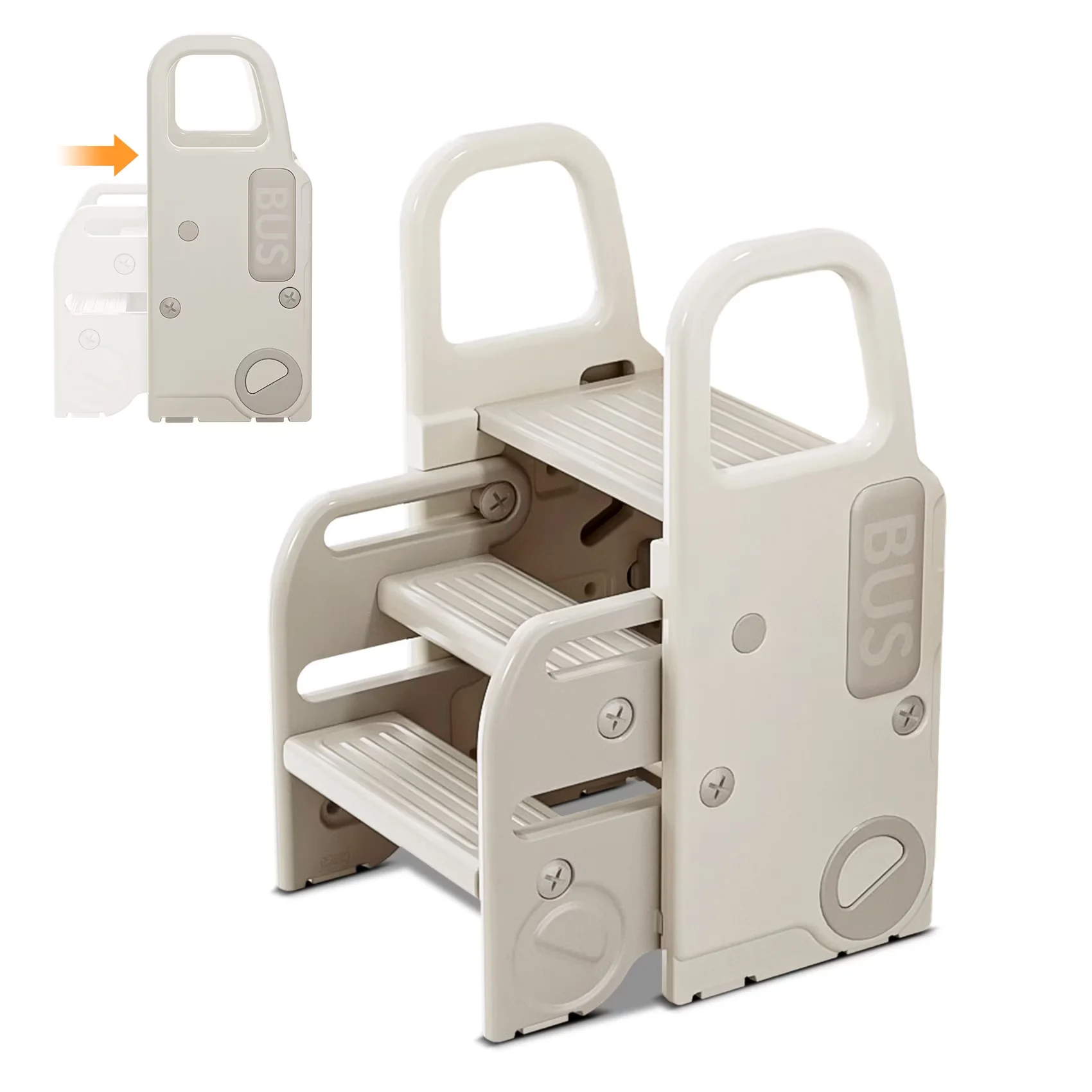 Ladders And Step Stool Stylish with Non-Marring Feet, Foldable, Anti-Slip - Gray Pp Model 11E771