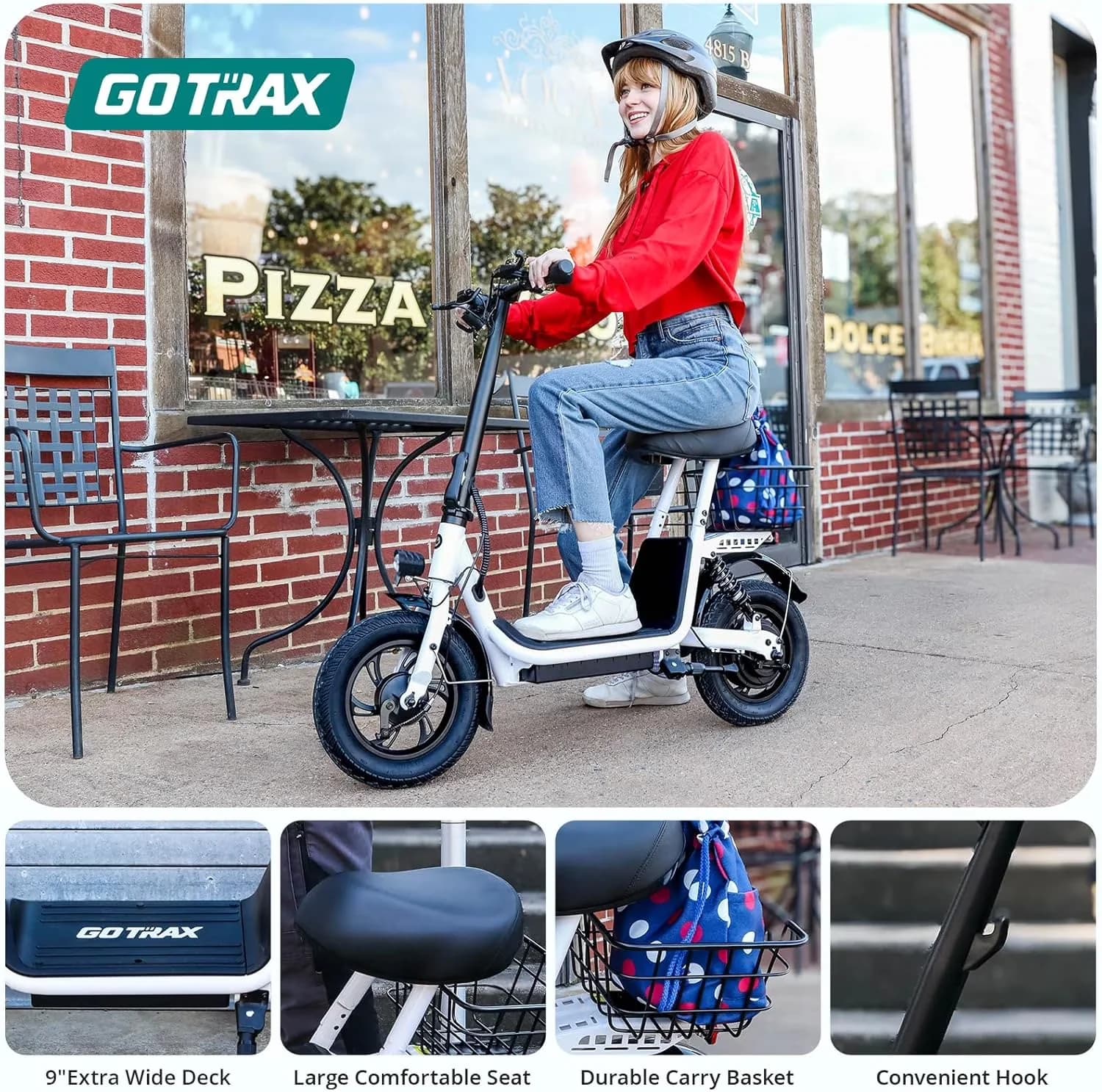 Stylish Scooter with 400W, Portable, Headlights - White Aluminum Alloy Model D9257C