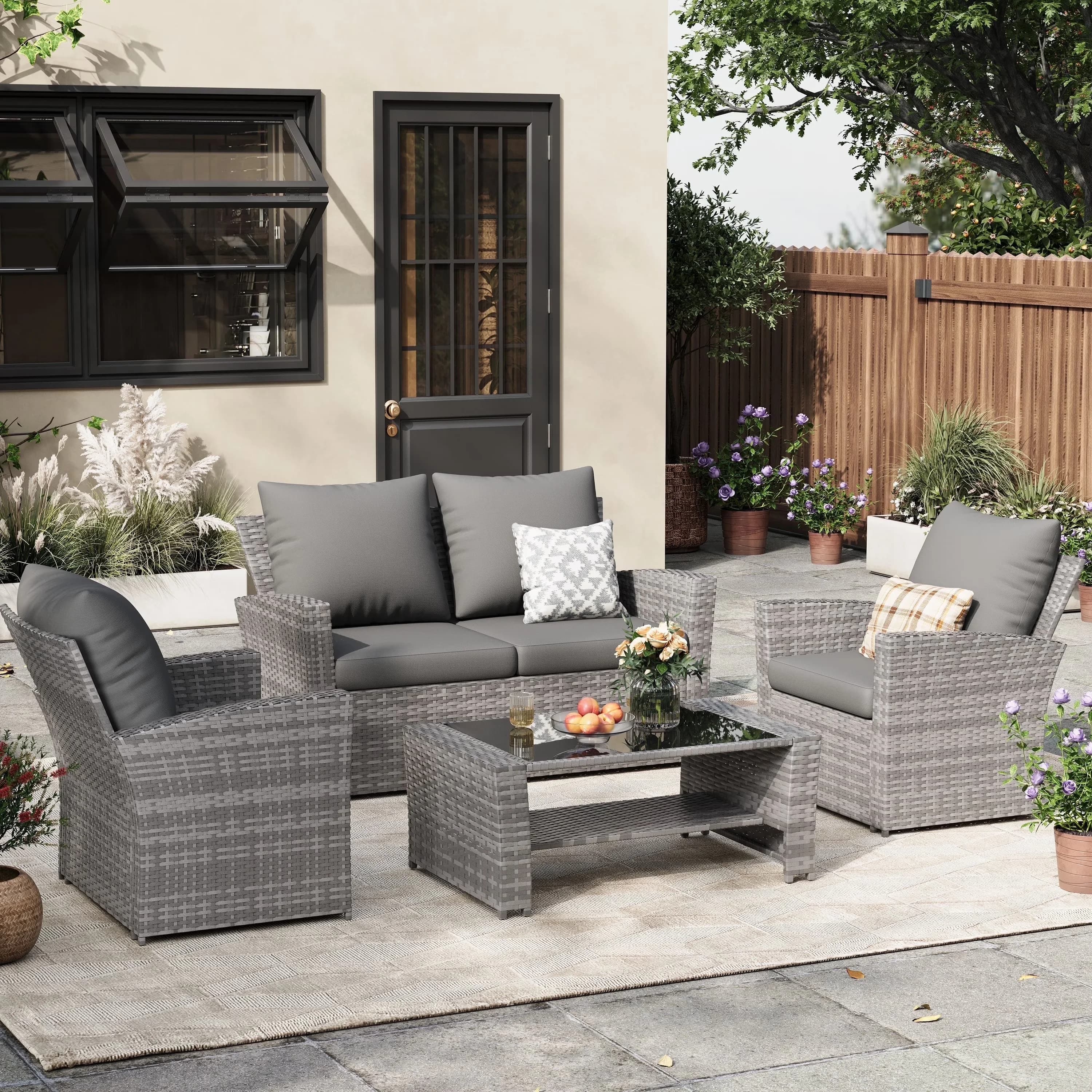 Outdoor Sofas Sectional Innovative with Water-Resistant, Wicker Patio Furniture Set - Model 88E944