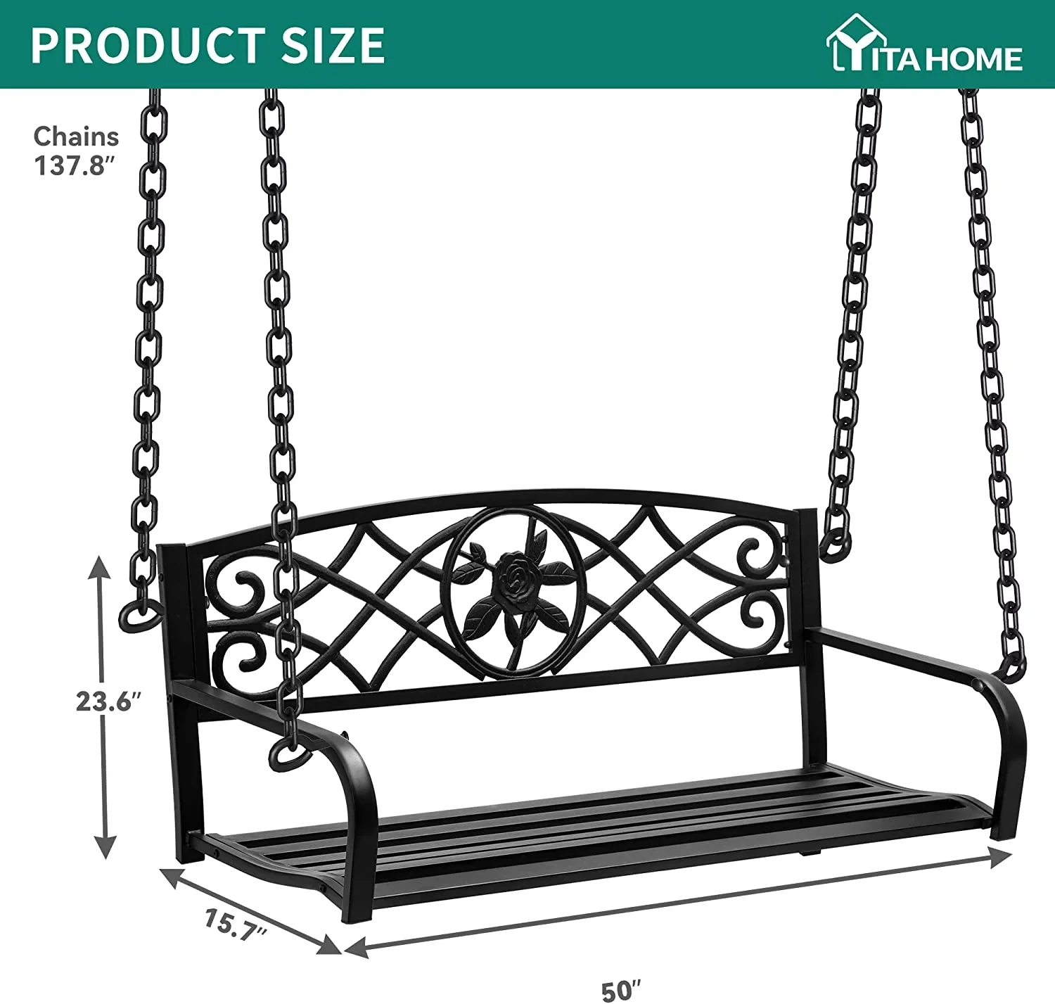 Patio Chair Classic with Rust Resistant, Waterproof - Black Sword Metal for Living Room, Garden Model E578C9