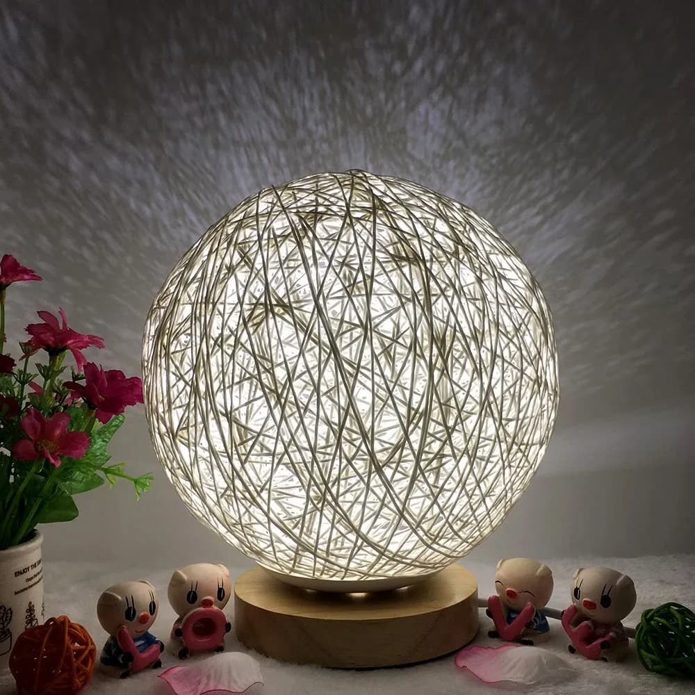 Classic Lamp Set with LED, Dimmable, Modern - Rattan Multicolor for Bedroom Model 6079EA