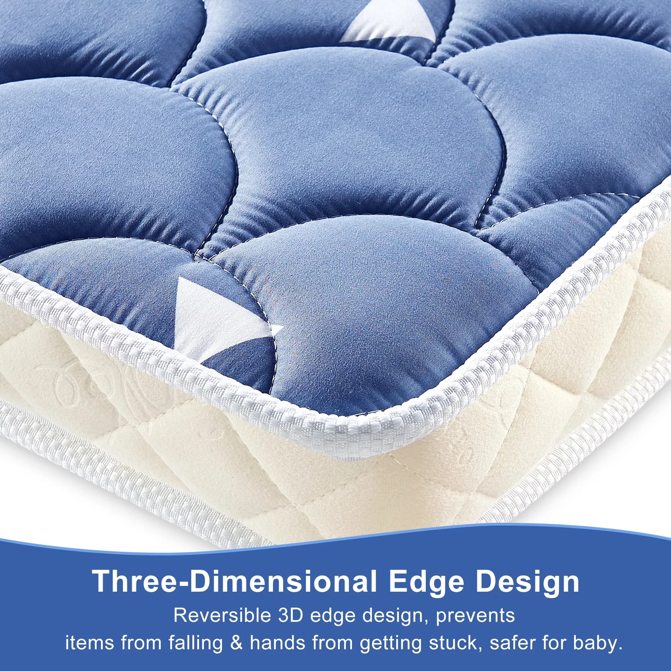 Professional Mattresses Accessory with Breathable Construction, Hypoallergenic, Firm Support and Comfort Foam - Foam, Fabric Blue Model 90862A