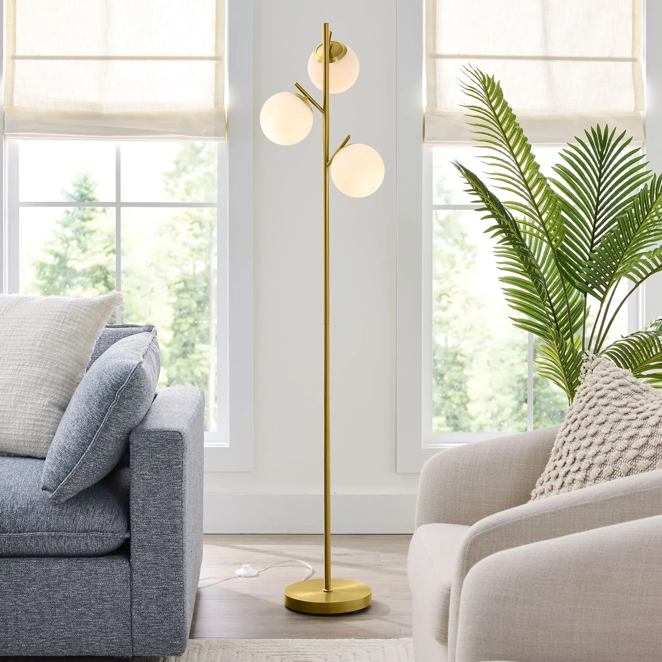Efficient Floor Lamp with LED, Energy Efficient - Metal Gold Globe for Daily Use Model 7A9DB0