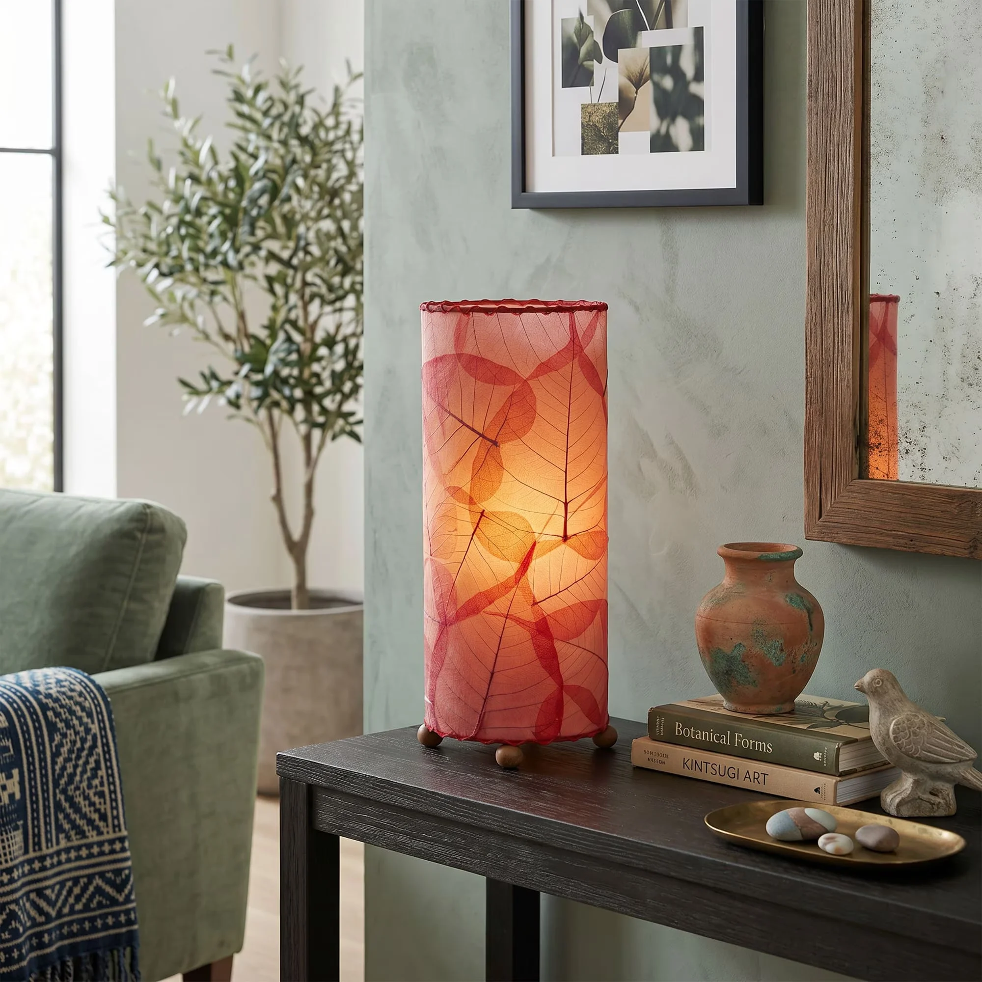 Essential Table Lamp with LED, Eco Friendly, Contemporary - Red Metal 7x7x17 Model F6E5A0