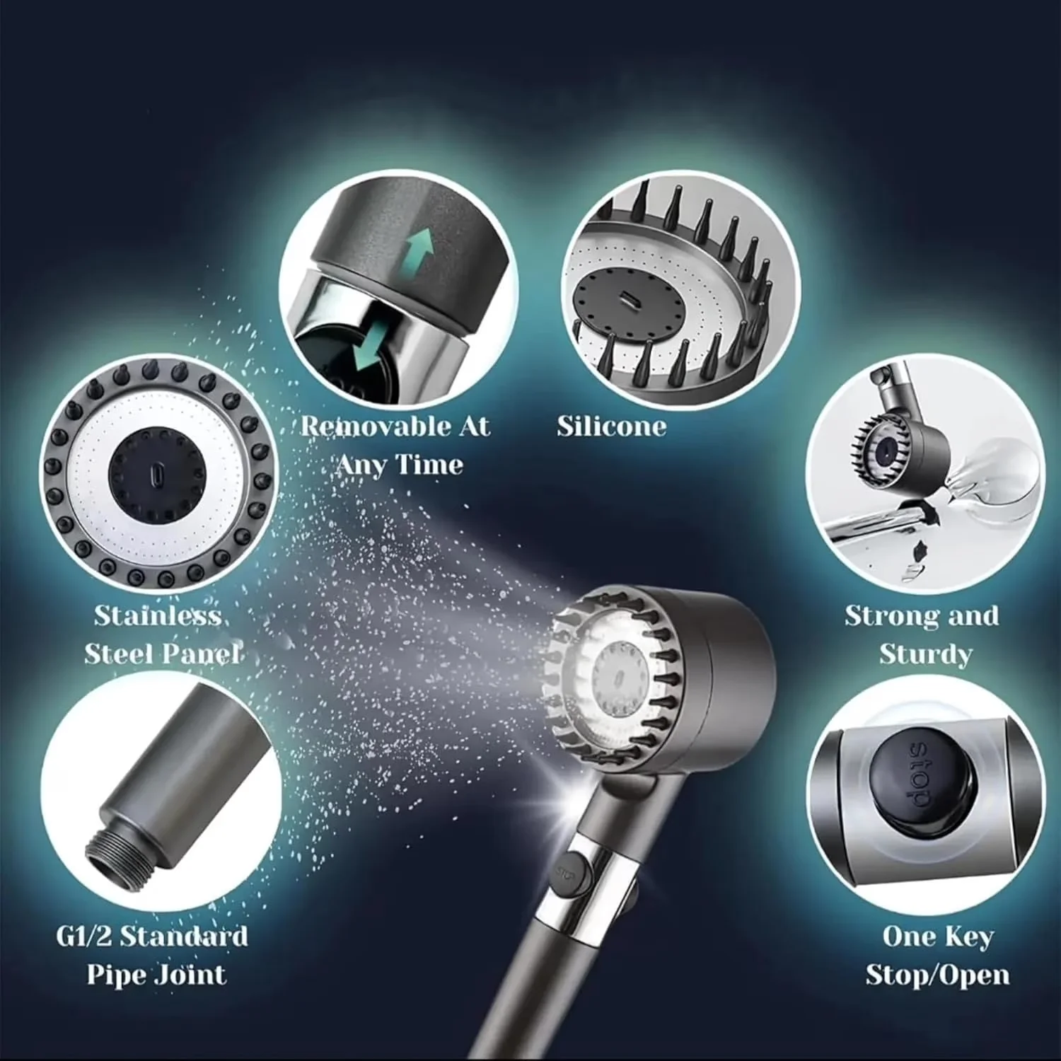 Reliable Shower Head with Detachable, Handheld, Filtered - Silicone Drivse Model A85BD6