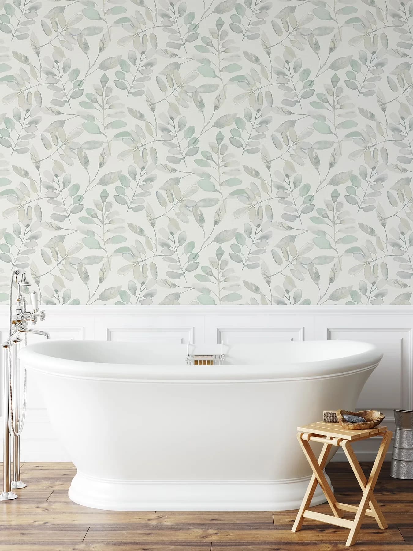 Classic Wallpaper with Removable, Floral trial peel and stick wallpaper, 28.6 sq. ft - Pvc Adhesive White Model 7A5266