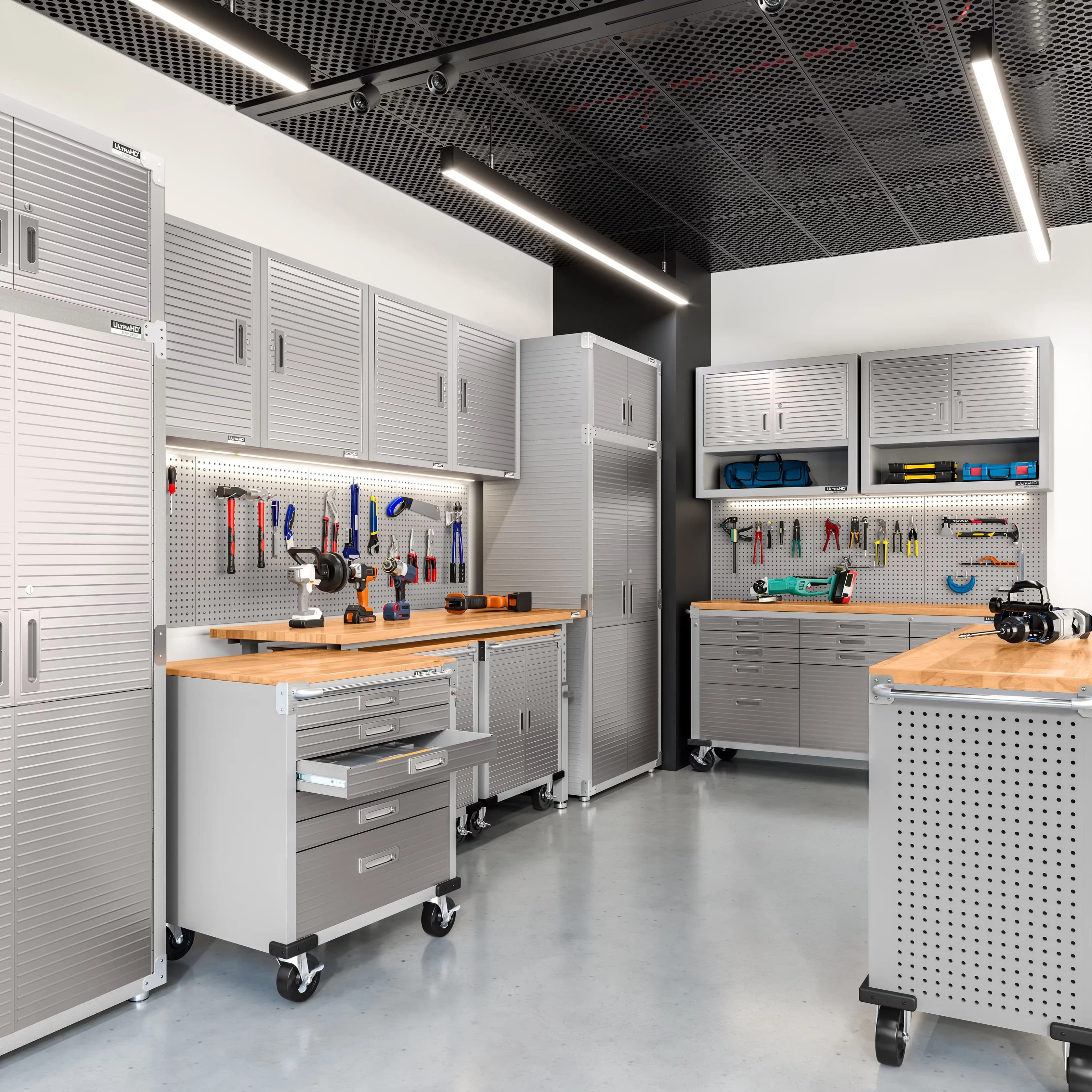Efficient Garage Storage Supply with Heavy Duty, Industrial - Stainless Steel Granite Model 319B1C