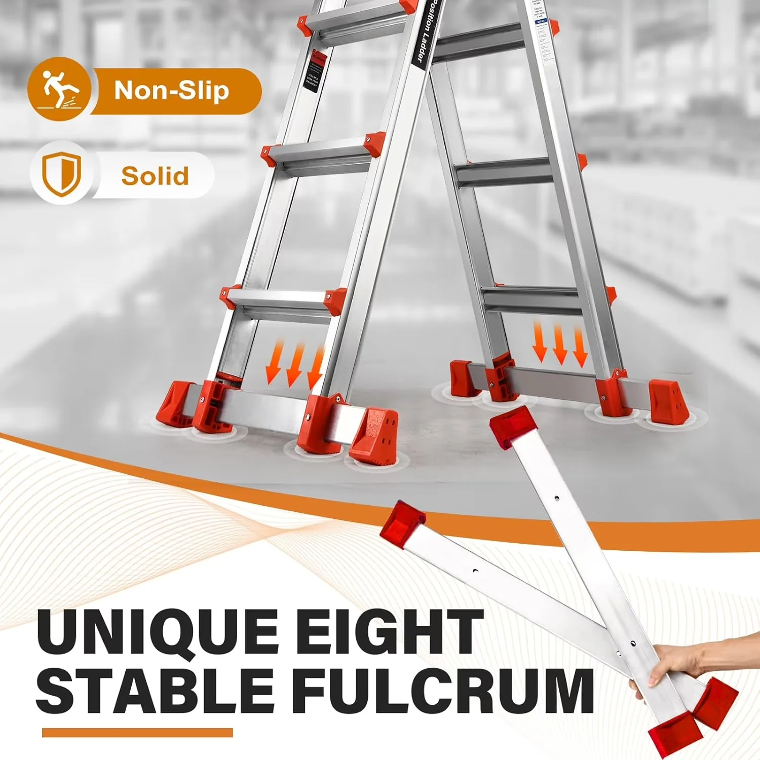 Essential Ladders And Step Stool with Metal Frame, A Frame 4 Extension Ladder - Aluminum 4-Step Model D41F5B