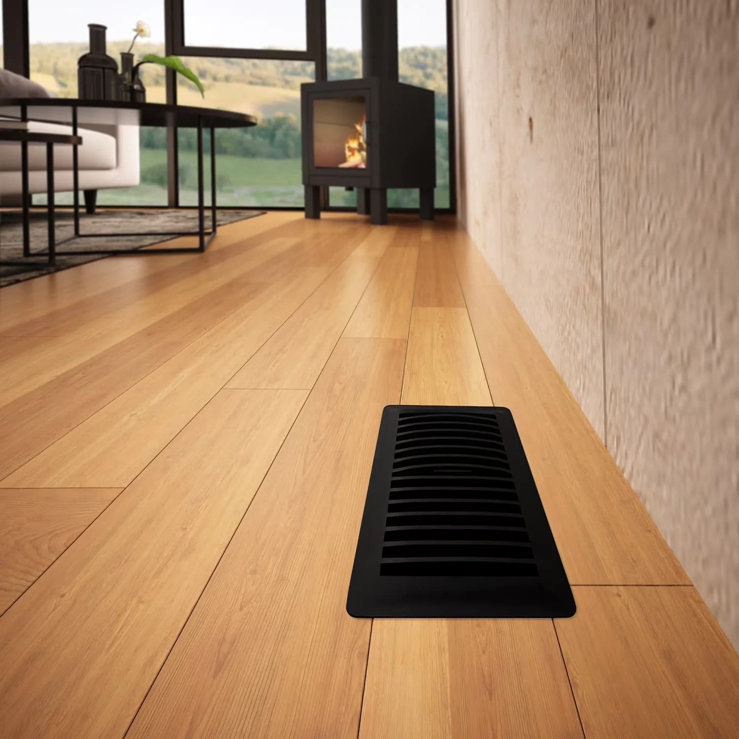 Stylish Grey Vinyl Flooring Vinyl Plank Flooring with Adjustable, Easy To Clean, Washable - Polystyrene Black Model 9838A7
