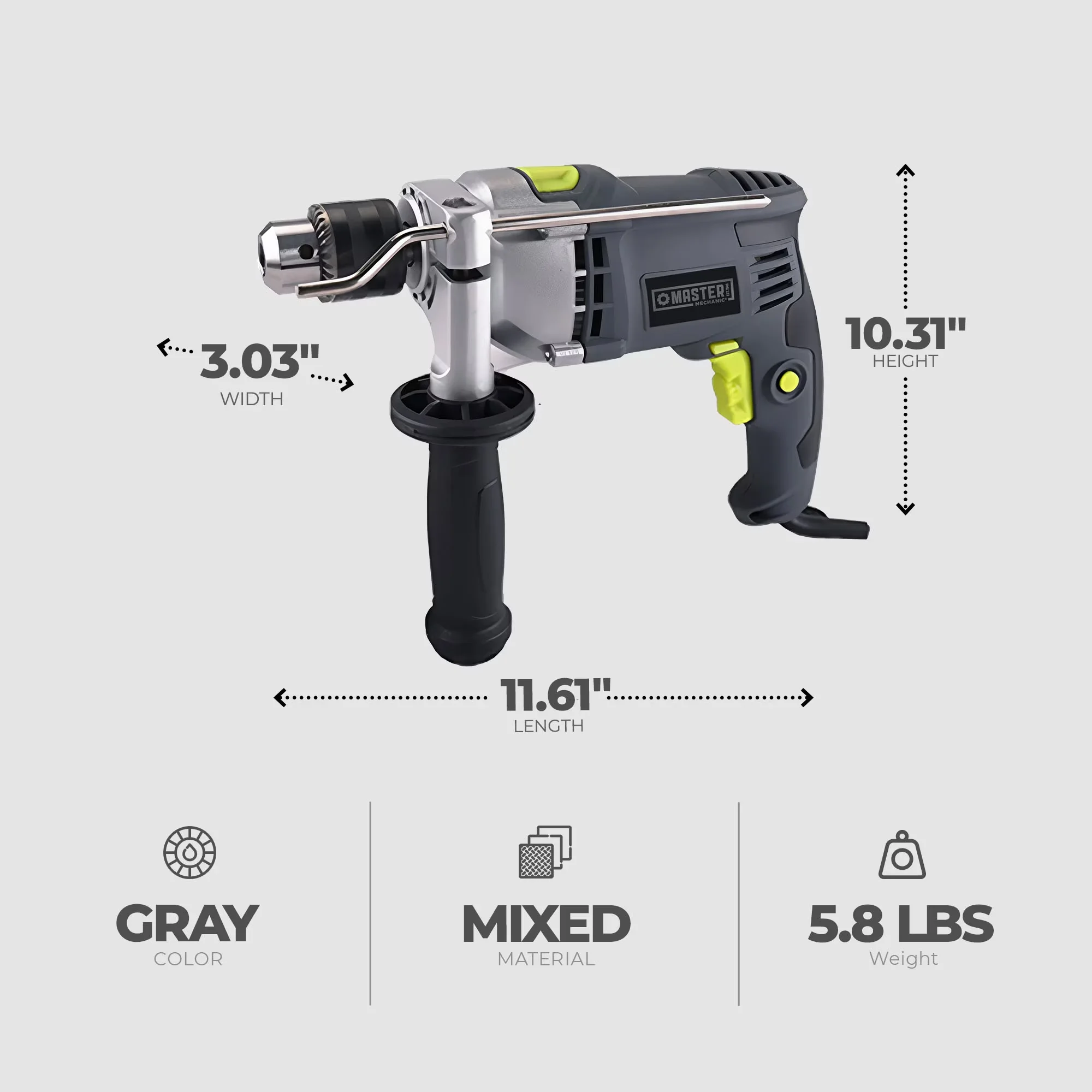 Versatile Drills Driver with Ergonomic Soft Grip, Material: Mixed - Gray 1 Model 994D00