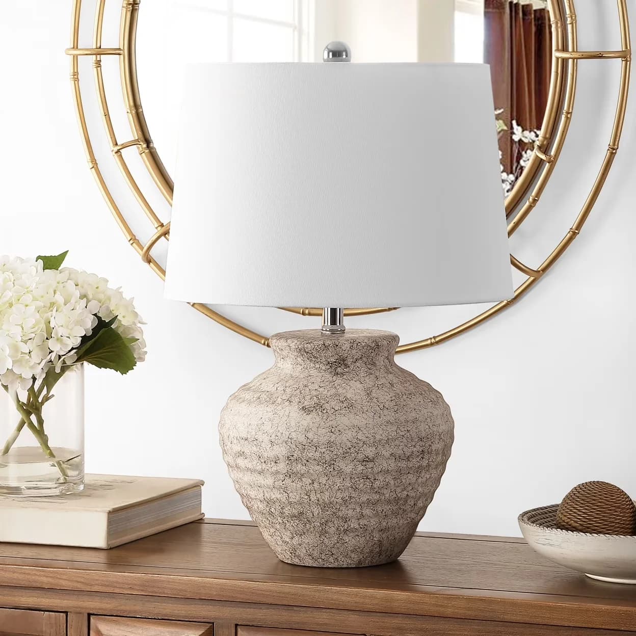 Table Lamp Premium with LED, Contemporary - Ceramic Gray, White, Multicolor Model 5A35E6