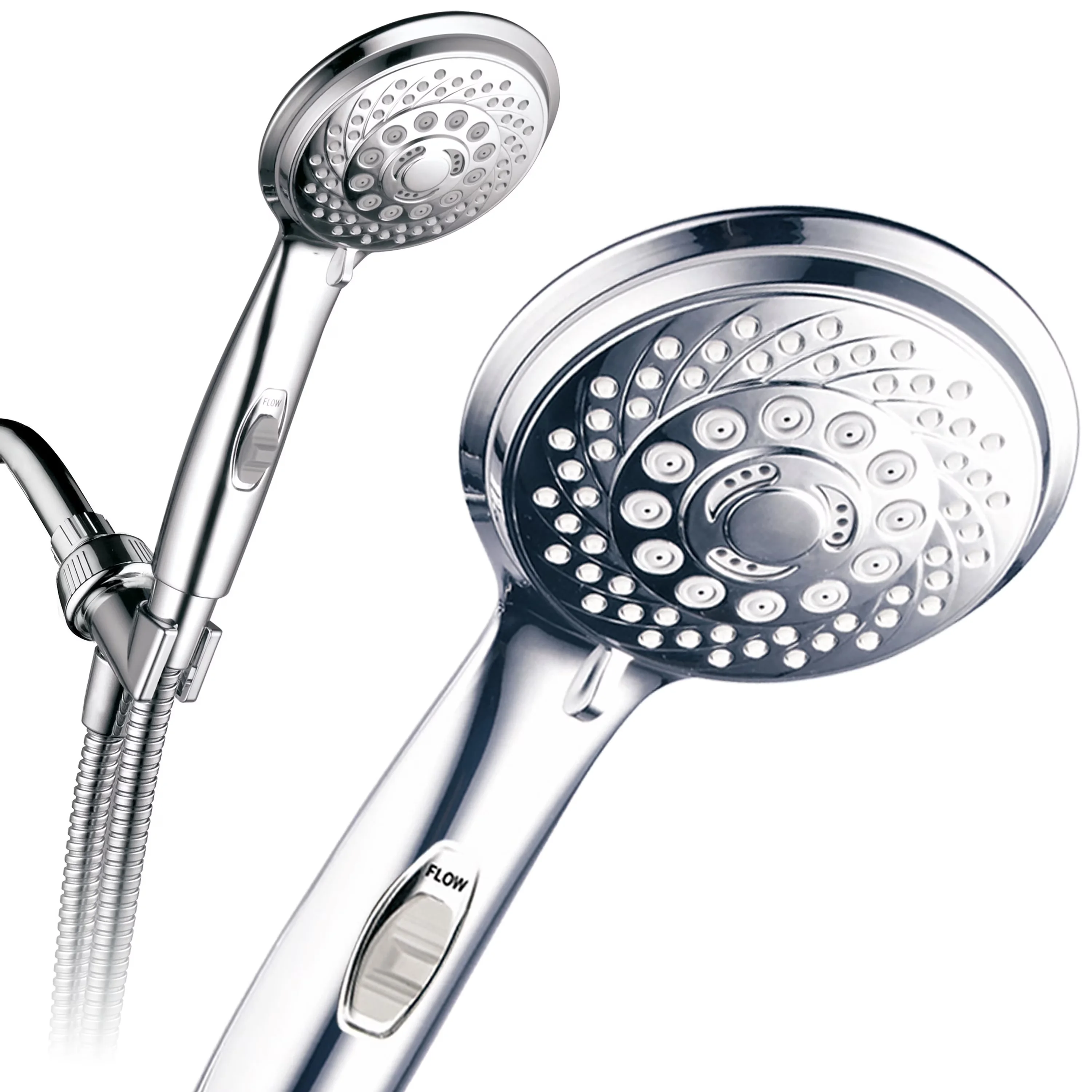 Professional Shower Head with Handheld, Large 4" Spiral chrome face, Chrome - Silver Chrome Model AC7D88