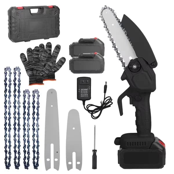 Innovative Chainsaw with Battery, Weatherproof, 4" & 6" Cordless Mini Set - Black Model ECC3BB
