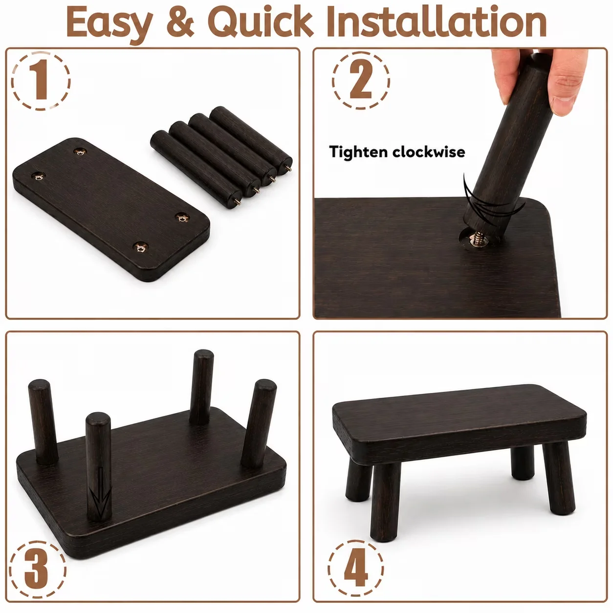 Innovative Ladders And Step Stool with Stackable, Anti-Slip, Wooden - Wood Model B7A340