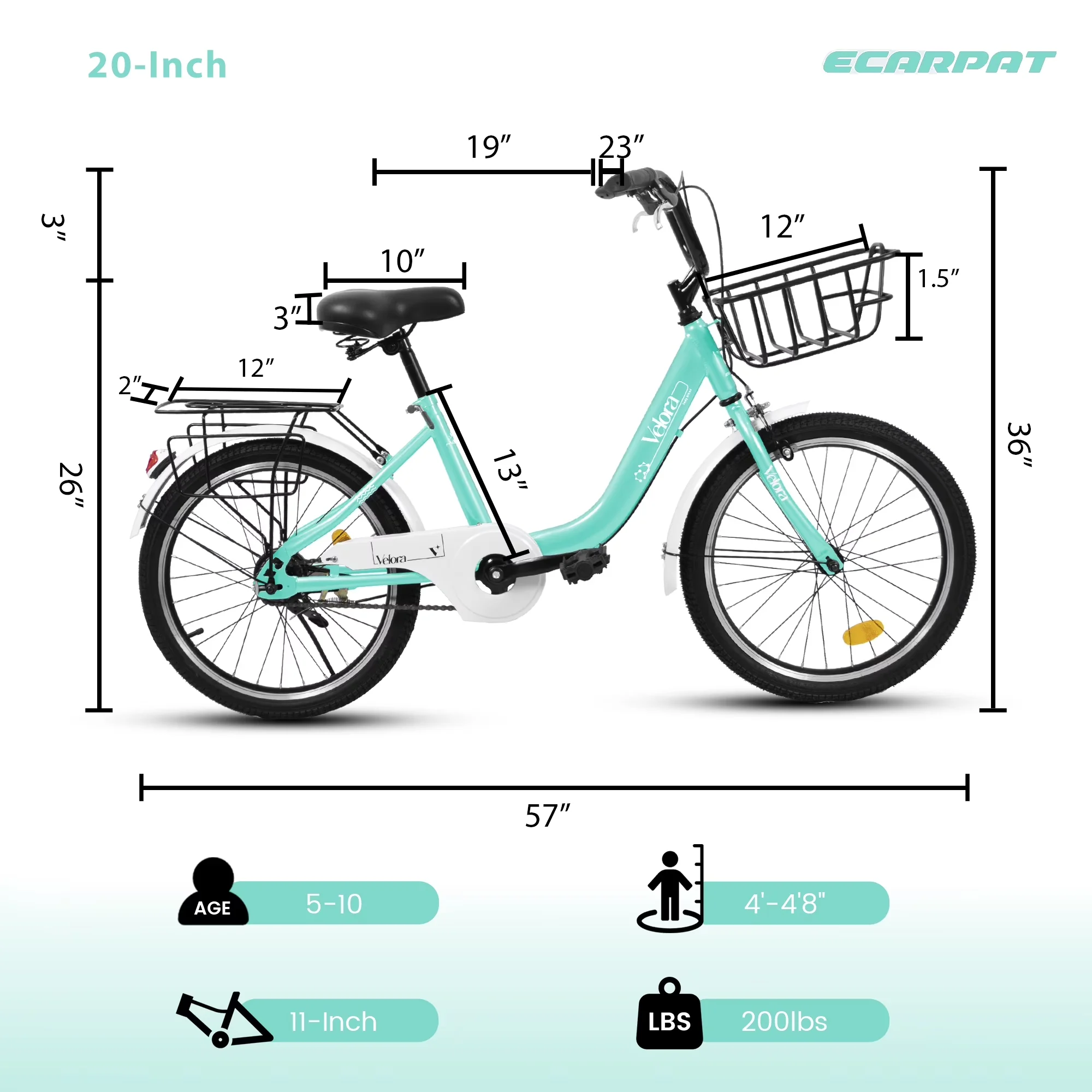 Premium Kids Bike with Adjustable Seat Height, Adjustable Speed, Lightweight - Green Model 9443CA