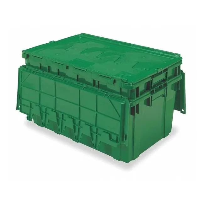Modern Garage Storage Supply with Stackable, Green, Attached Lid Ctr - Green Plastic Model 935DF1