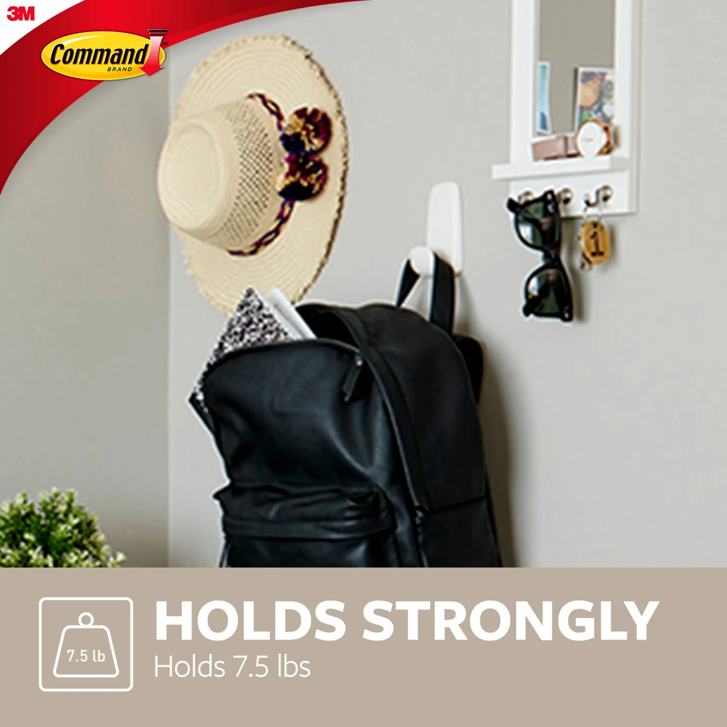 Stylish Damage-Free Hanging with Easy Installation, 2 Strips Jumbo Hook Quartz - Plastic Jumbo Model E191BB