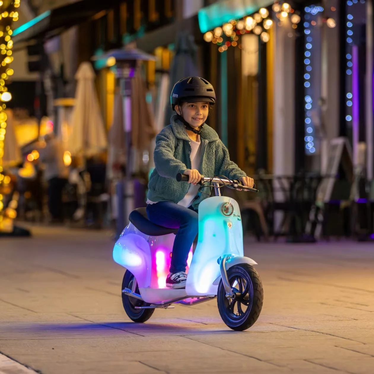 Sleek Scooter with 24V, Integrated Seat, Classic Euro-Style Electric - White Steel Model 7205D7