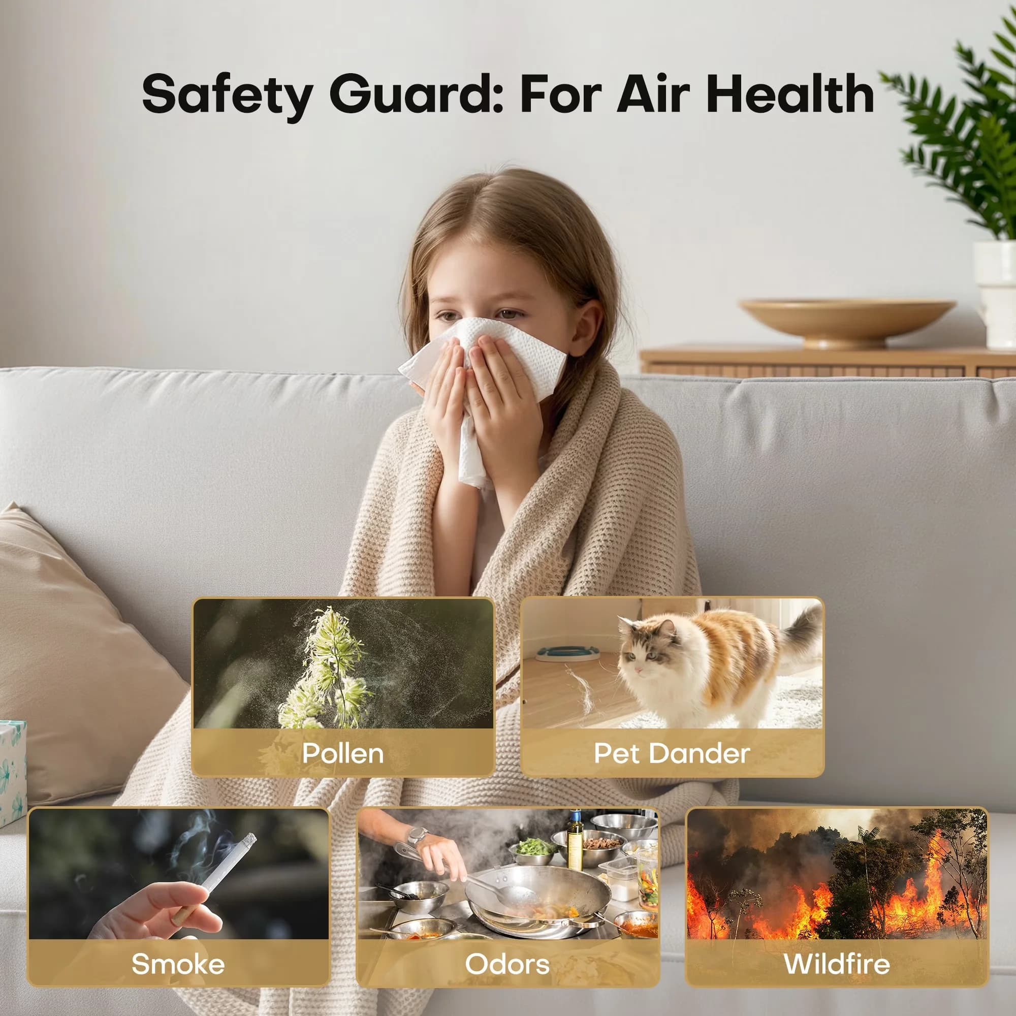 Versatile Air Purifier with Automatic Shut-Off, Filter Change Indicator - White for Home Model 534F48