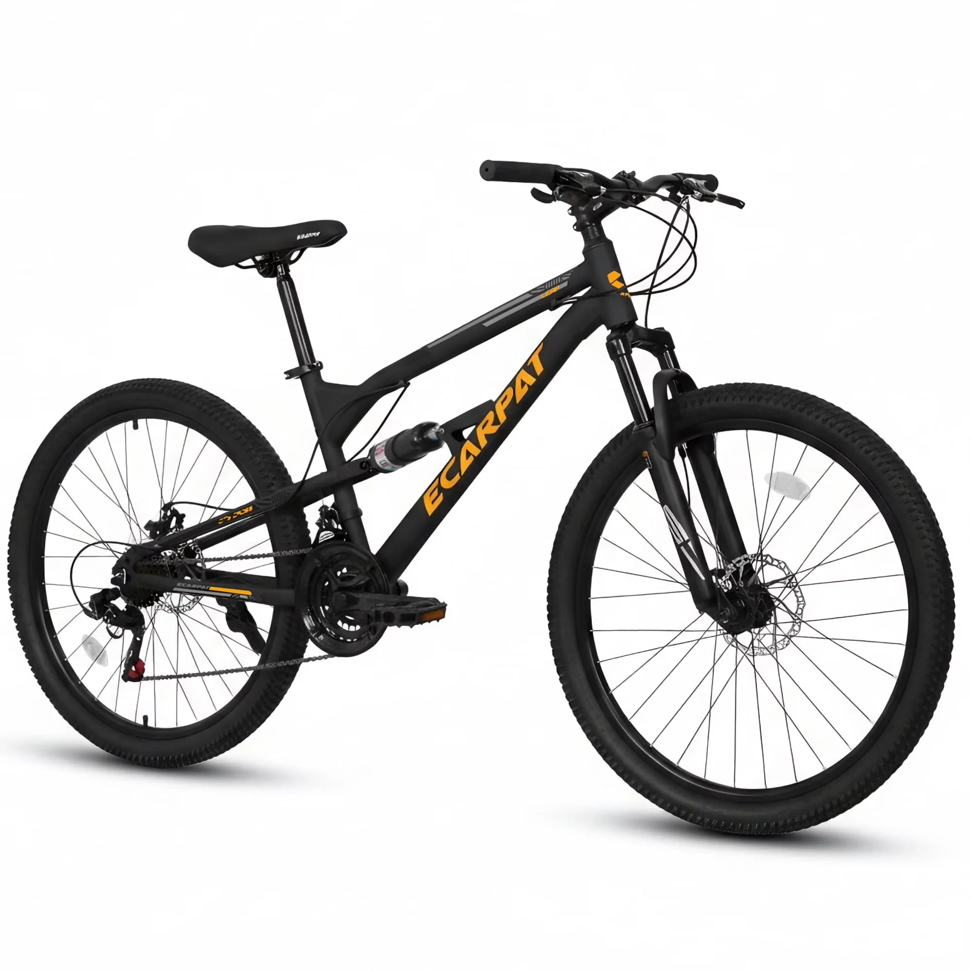 Classic Mountain Bike with Adjustable Seat Height, 21 Speed Full Suspension MTB, High Carbon Steel Frame - Black Model F67F06