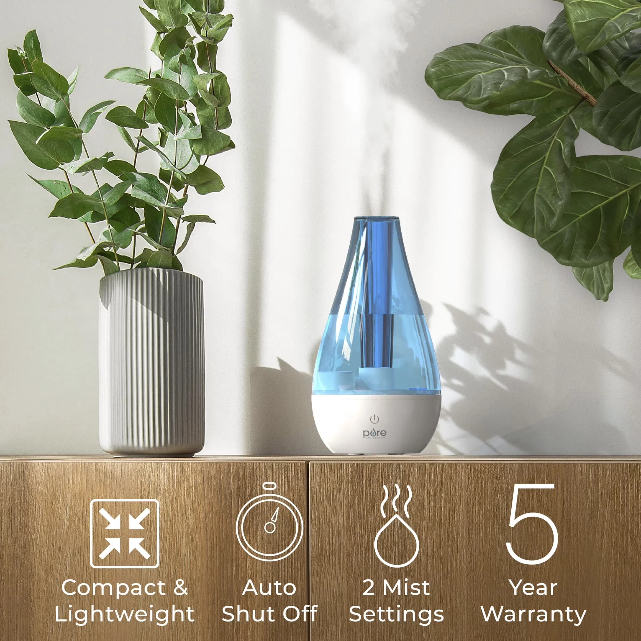 Essential Humidifier with Automatic Shut-Off, Night Light, Auto Shut-Off - Blue for Small, Rooms Model 83ED89