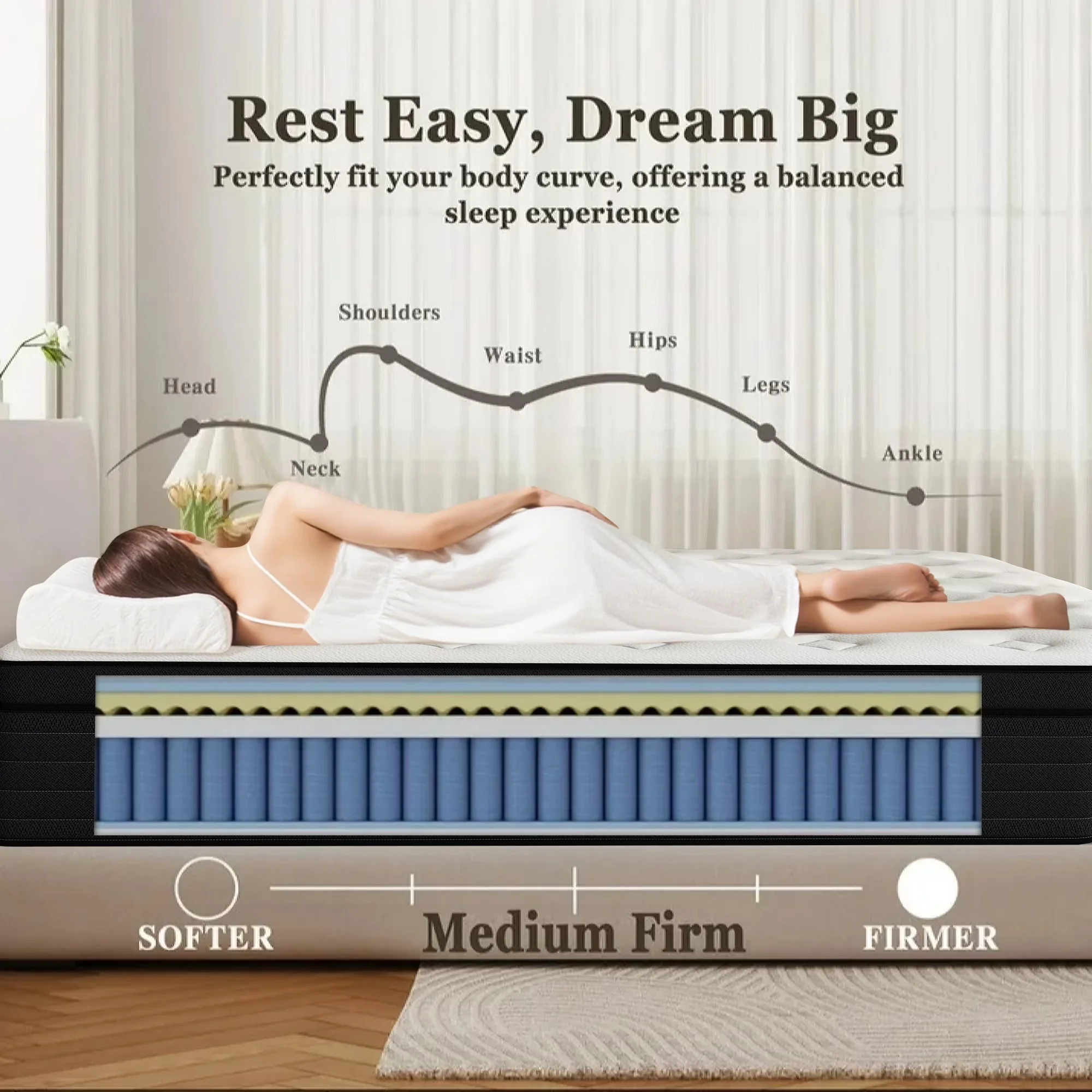Mattresses Accessory Professional with Mattress-In-A-Box, 10 inch King Mattress - Gray Gel Memory Foam Model EE6DA7