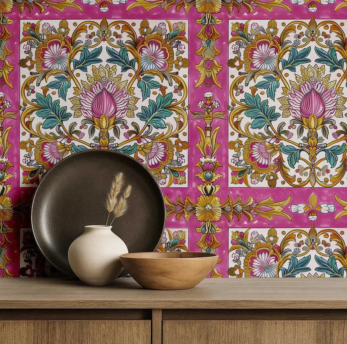 Durable Wallpaper with Removable, Waterproof - Vinyl Pink (Plain Vinyl) for Kitchen Model AB6053