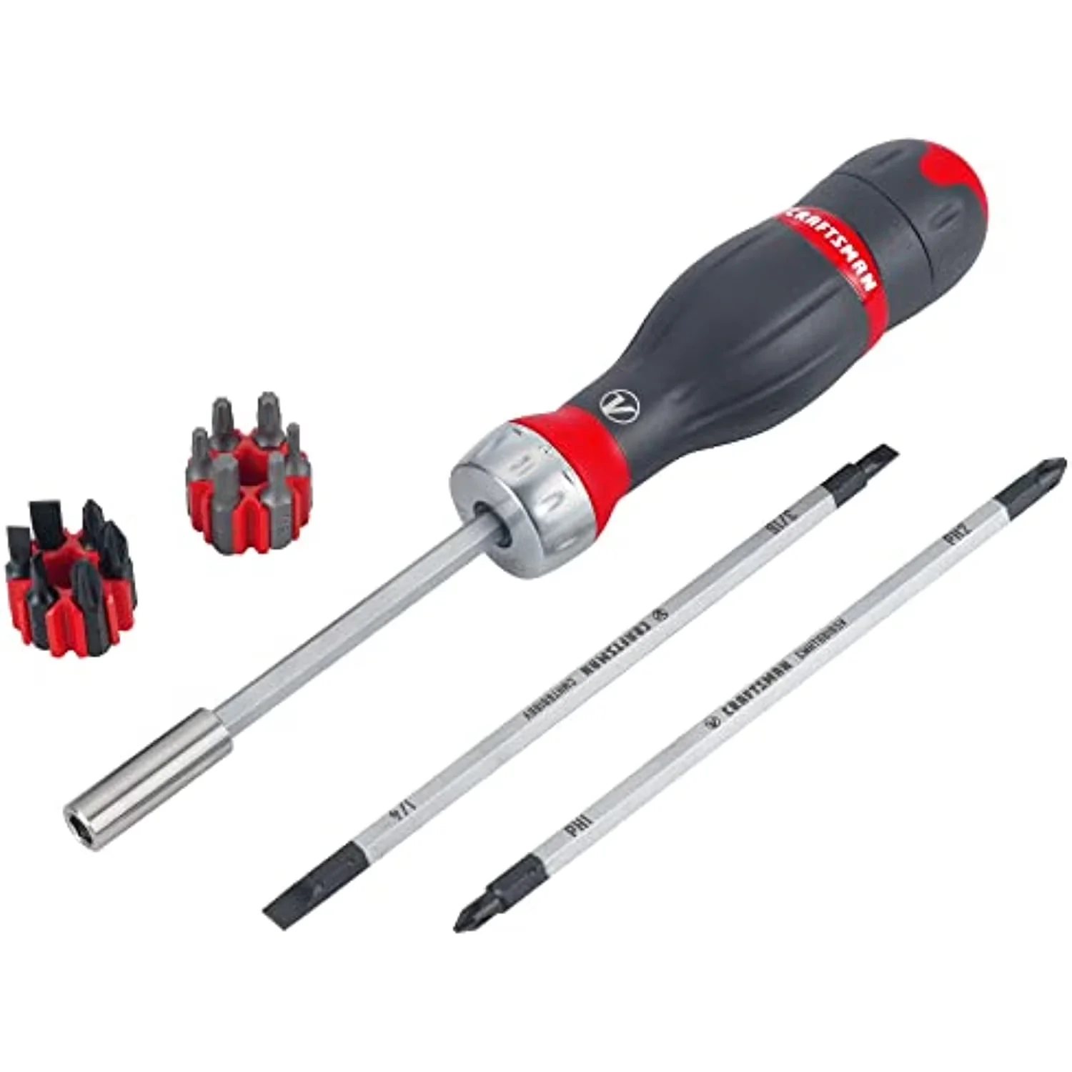 Hand Tool Set Compact with 3-In-1, 18 Piece (), V- 3 in 1 Ratcheting Screwdriver - Red S2 Steel Model 312F06