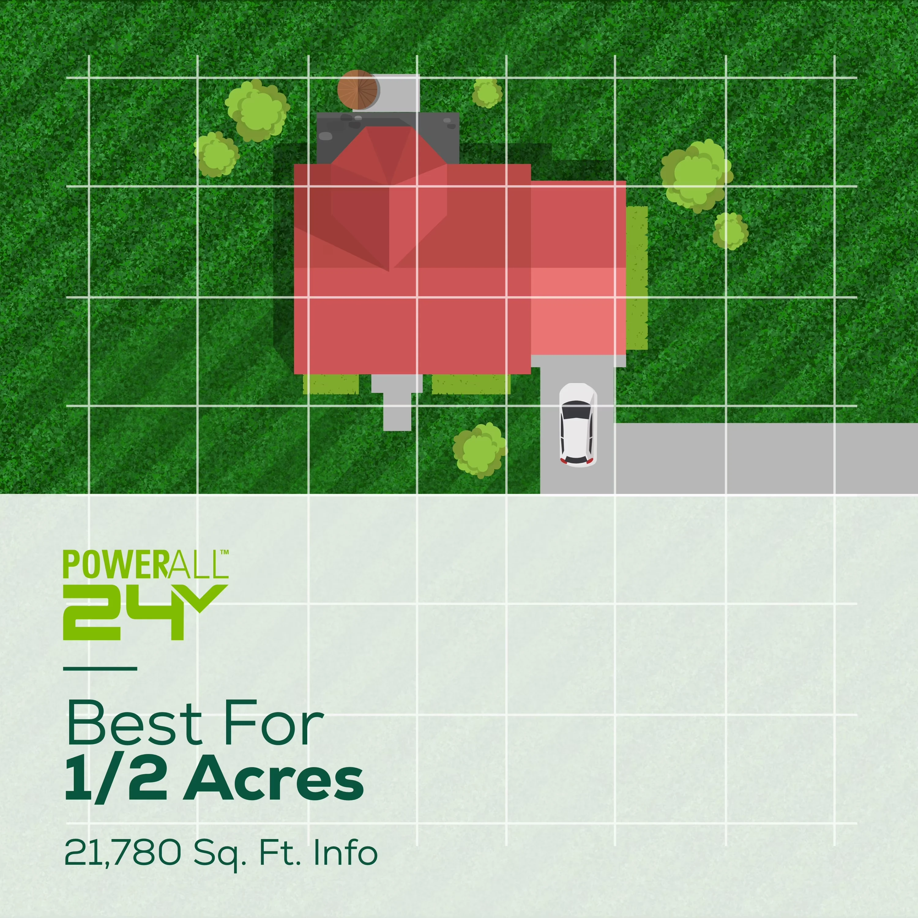 Stylish Push Mower with Battery, 48V, Adjustable Cutting Height - Green Model 491A5C