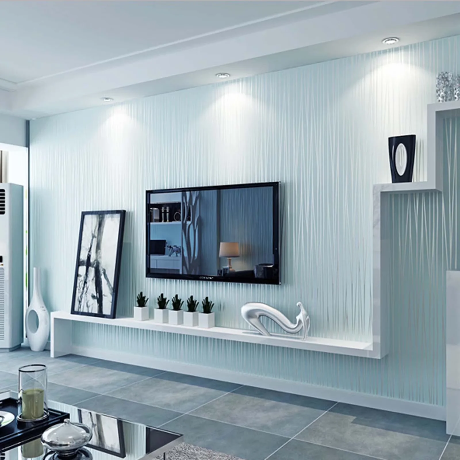 Durable Wallpaper with Easy To Clean, 20*393in Per Roll, Peel and Stick - Blue Non-Woven for Bedroom, Kitchen Model 34565F