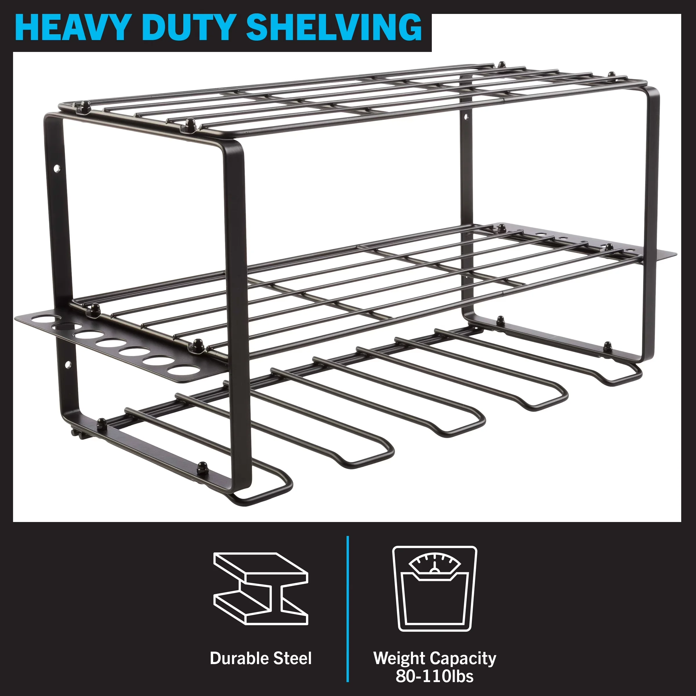 Toolstorage Compact with Heavy-Duty, 110lb Max Capacity, MATERIALS - Steel. - Black Steel. Model 603BE0