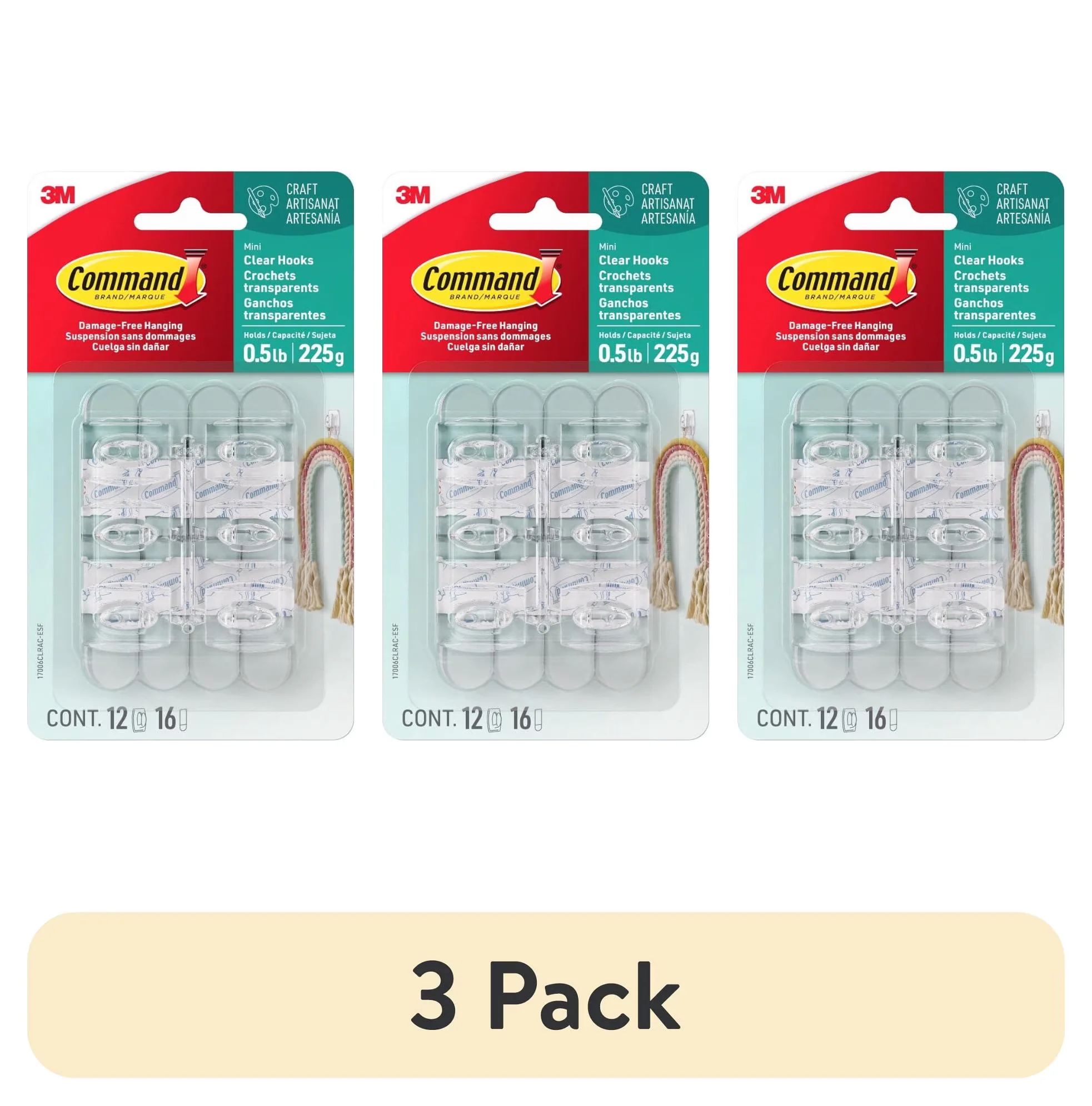 Damage-Free Hanging Premium with Easy Clean, Damage Free Decorating - Plastic Clear Model 99E76F