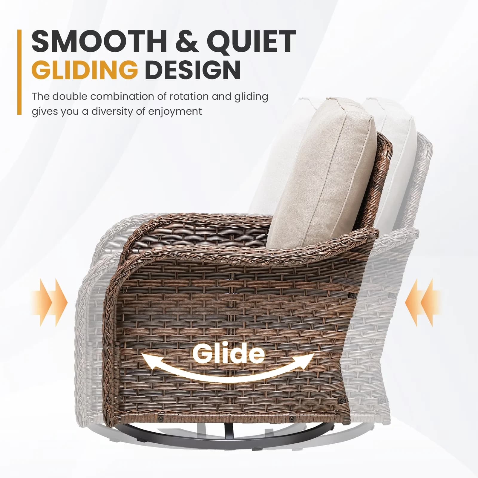 Quality Patio Conversation Set with Uv Resistant, Quick Dry - Brown Wicker Model C5A675