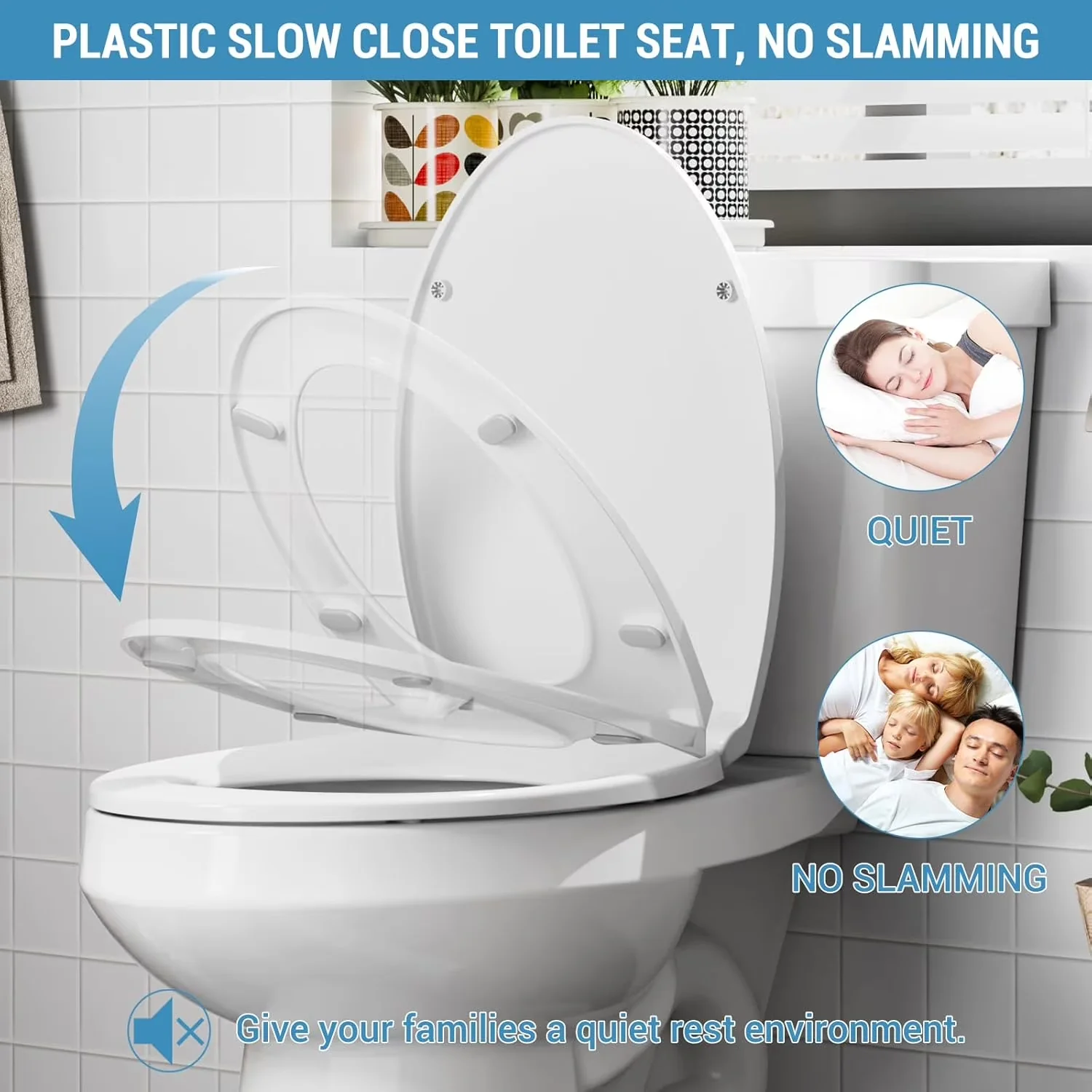 Sleek Toilet Seats And Lid with Magnetic, Size: Round, Elongated - Pp Elongated Model 3698C2