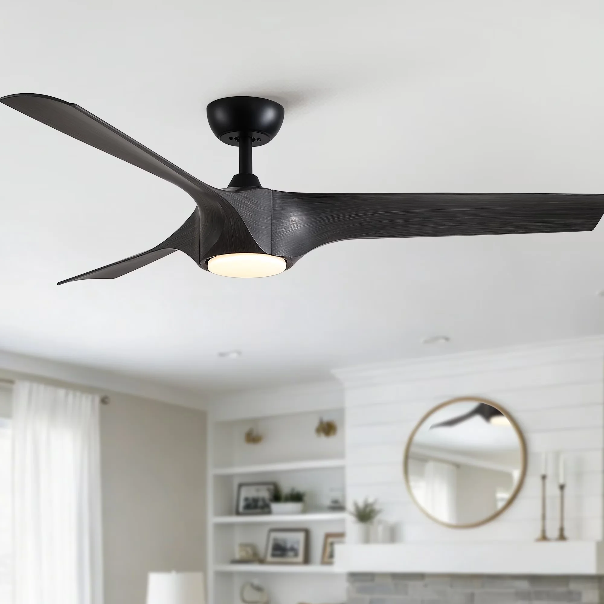 Durable Ceiling Fan with LED, 6-Speed Remote Control Timer for Living Room, Large - Model 609C38